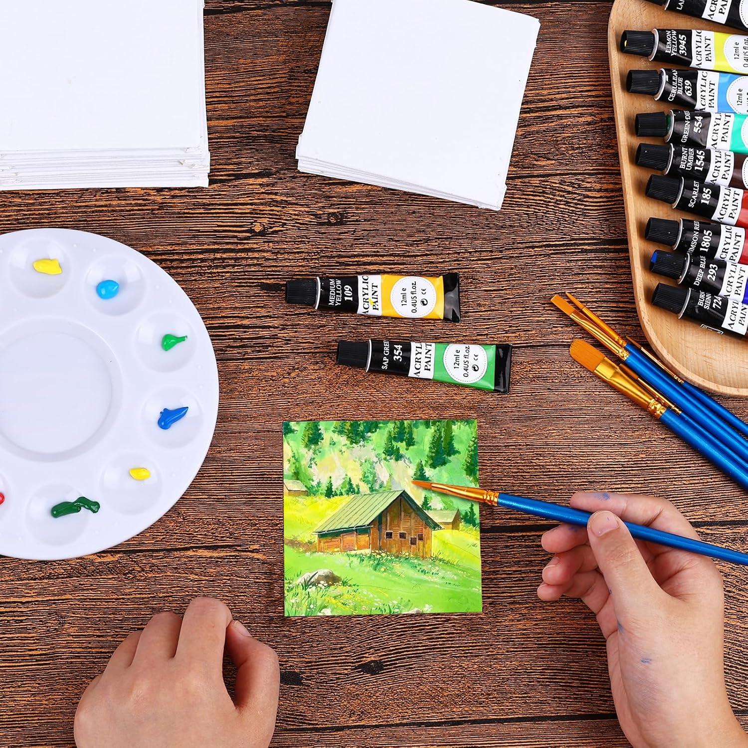 imageESRICH 3x3IN Small Canvases for Painting 32 Pack Mini Canvas Boards Cotton Painting Canvas Primed Acid Free Mini Blank Canvas Panels for Oil PaintWatercolorAcrylic PaintGouacheampTempera3x3in 32pack