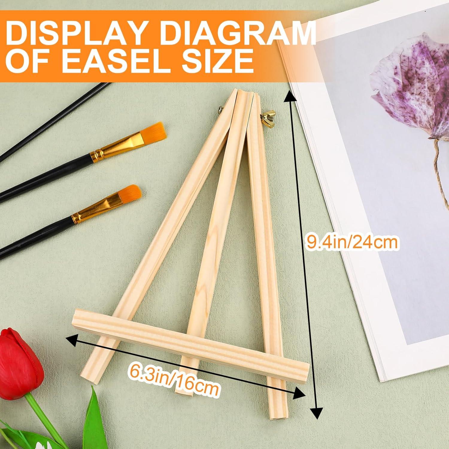 imageESRICH 4 Pack 9 Inch Wood Easels Tripod Painting Easels for Art amp Crafts Portable Canvas Holders4