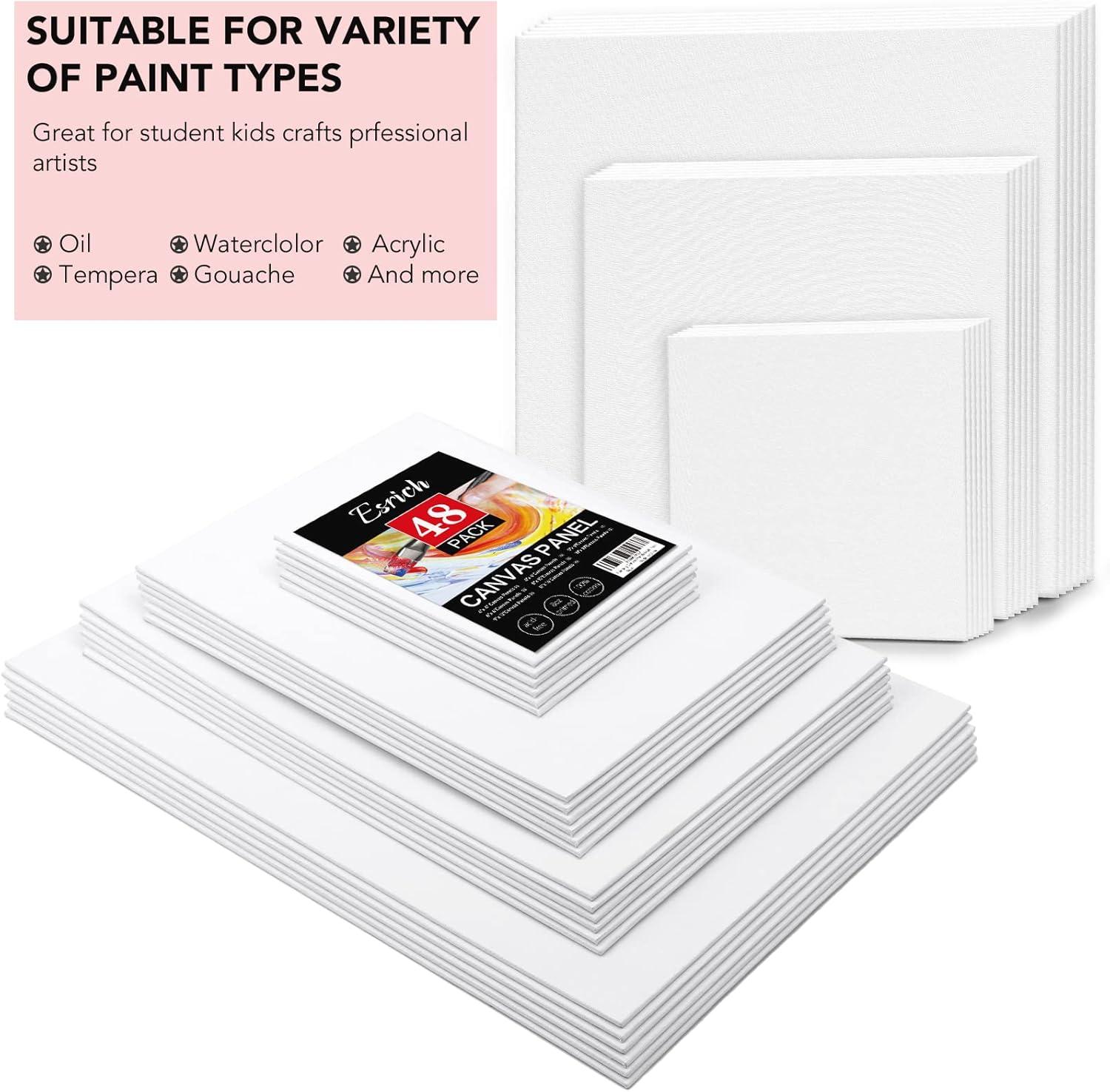 imageESRICH 48 Pack Canvas Boards for Painting 6Pcs of 4x4 4x6 5x6 6x6 8x10 10x10 9x12 11x14 Canvas for Painting Cotton Primed Blank Painting Canvas Panels for Oil Acrylic Watercolor48 Pack4x4 4x6 5x6 6x6 8x10 10x10 9x12 11x14