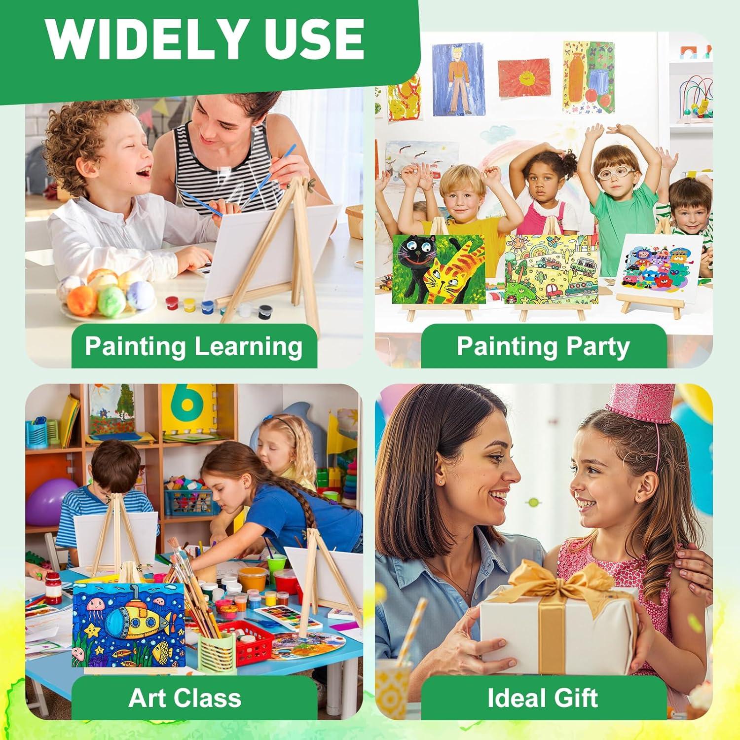 imageESRICH 5 Pack 8x10 Canvas Painting Kits for Adults with Easel Mini Acrylic Paint Paint Brushes Palettes Aprons Sip and Paint Kits for Adults Couples Friends Date Night Painting Party Supplies