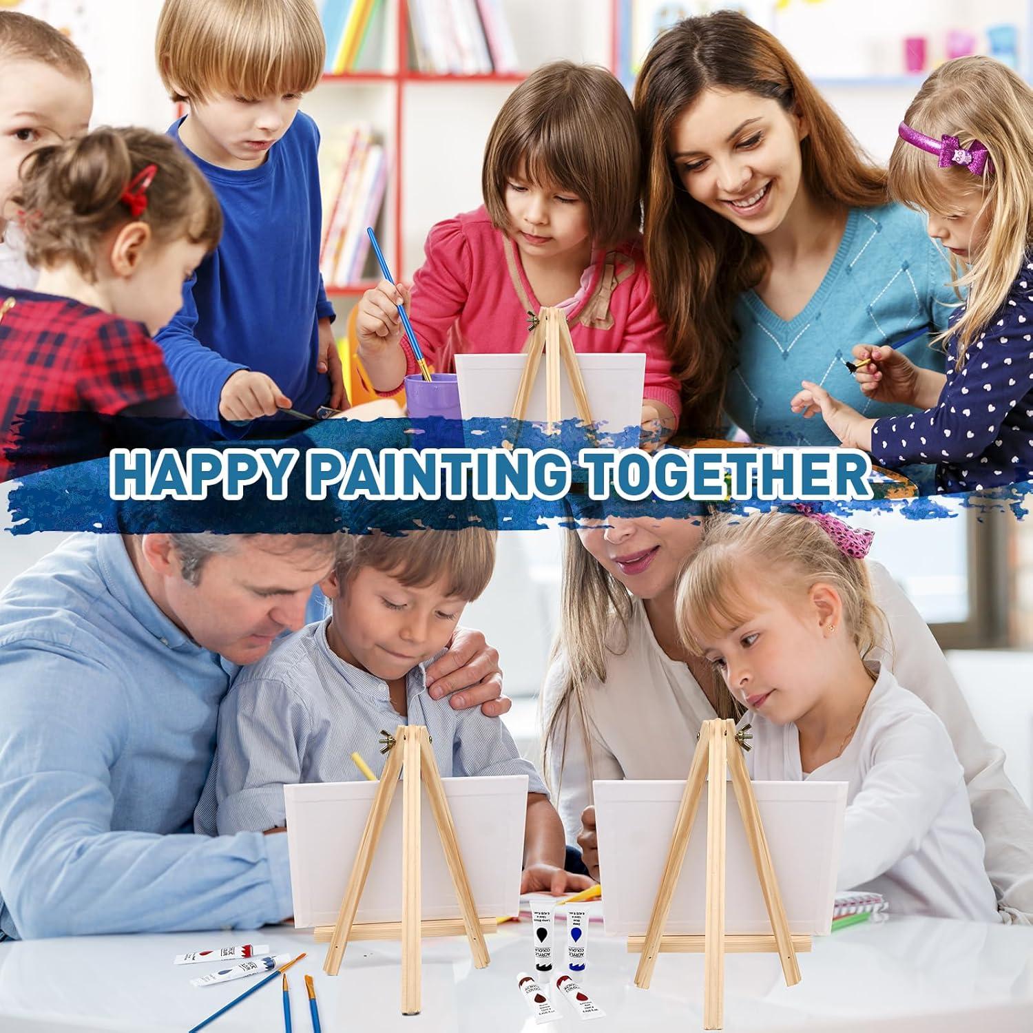 imageESRICH 52PCS Acrylic Paint Canvas Set Acrylic Painting Kit with 2 Set of 12 Colors Acrylics PaintPaint BrushesCanvas Wooden Easels Art Plates Art Painting Supplies for Kids Adults Beginners24