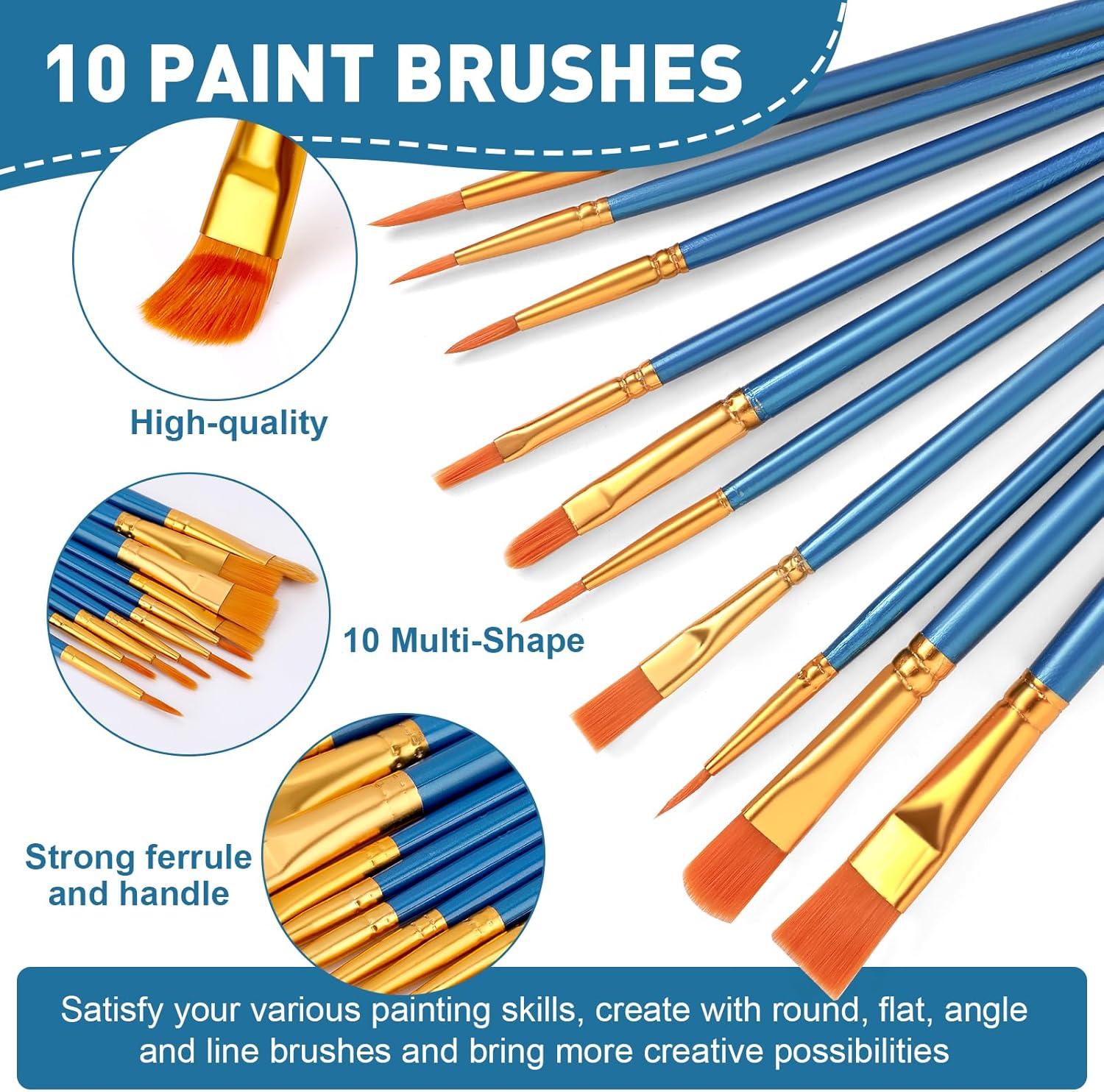 imageESRICH 52PCS Acrylic Paint Canvas Set Acrylic Painting Kit with 2 Set of 12 Colors Acrylics PaintPaint BrushesCanvas Wooden Easels Art Plates Art Painting Supplies for Kids Adults Beginners24