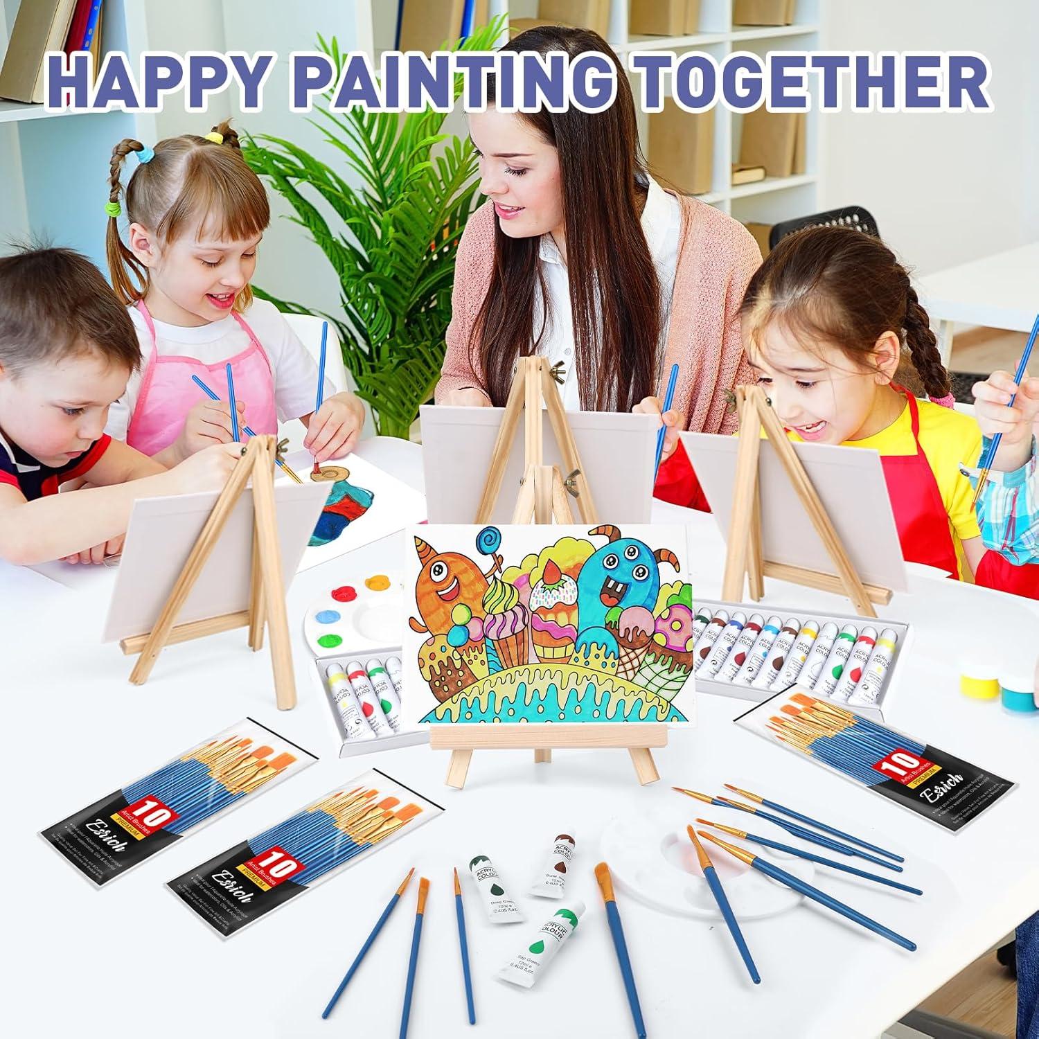 imageESRICH 52PCS Acrylic Paint Canvas Set Acrylic Painting Kit with 2 Set of 12 Colors Acrylics PaintPaint BrushesCanvas Wooden Easels Art Plates Art Painting Supplies for Kids Adults Beginners48