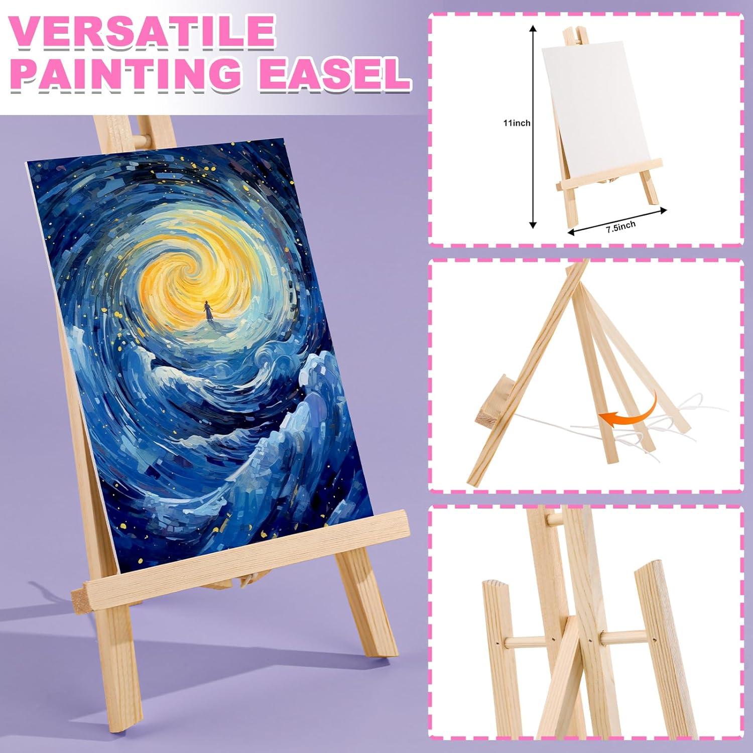 imageESRICH 78PCS Acrylic Paint Set with Wood Easel Paint Brushes Canvases Art Painting Supplies Kit for Kids Students Artists and Beginners