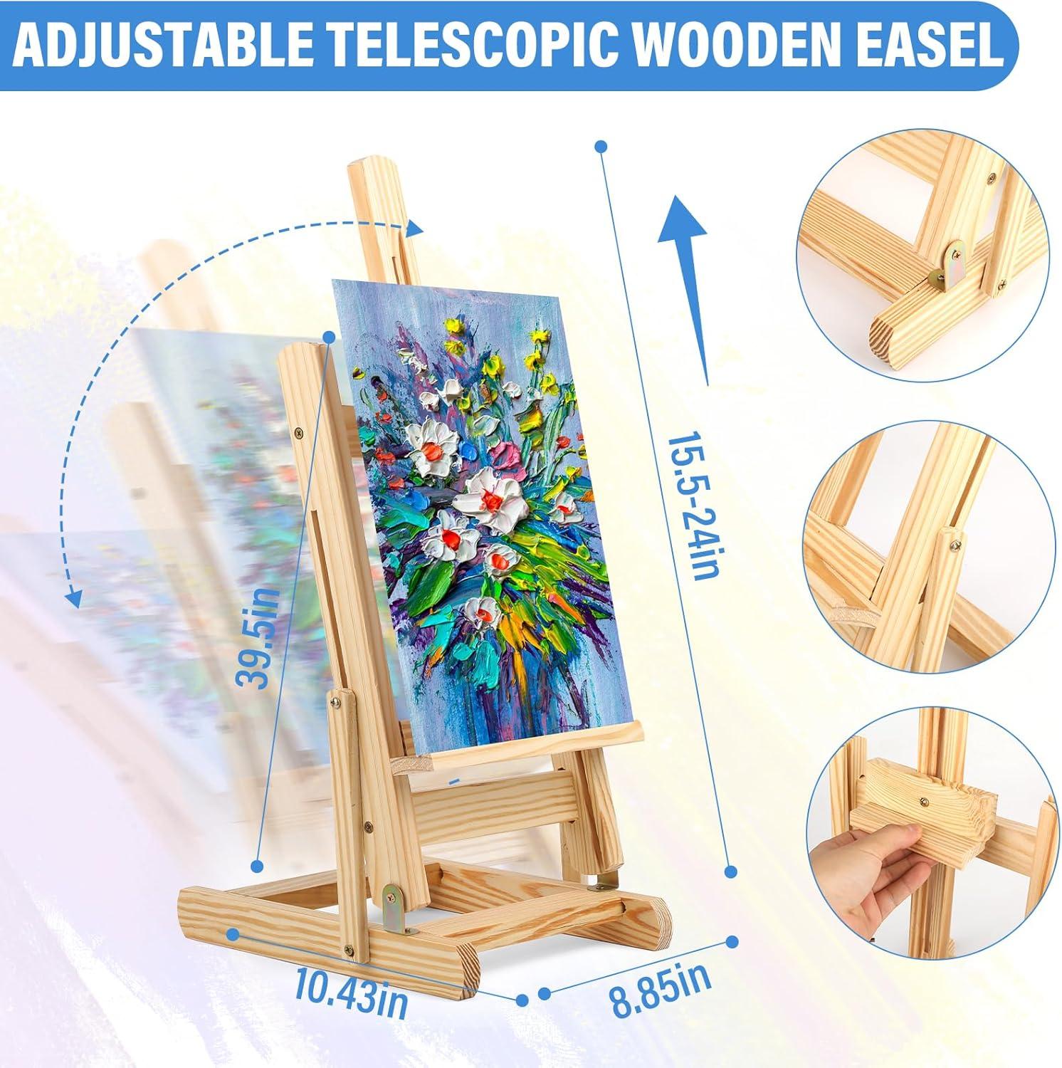imageESRICH 78Pack Acrylic Paint Set Painting Kits for Adults Paints Kit With3 Pack of 12 Colors Paint 3 Sets of Wooden Easels Canvas Brushes Palette Art Paint Supplies Kit for Adults Beginner72Color