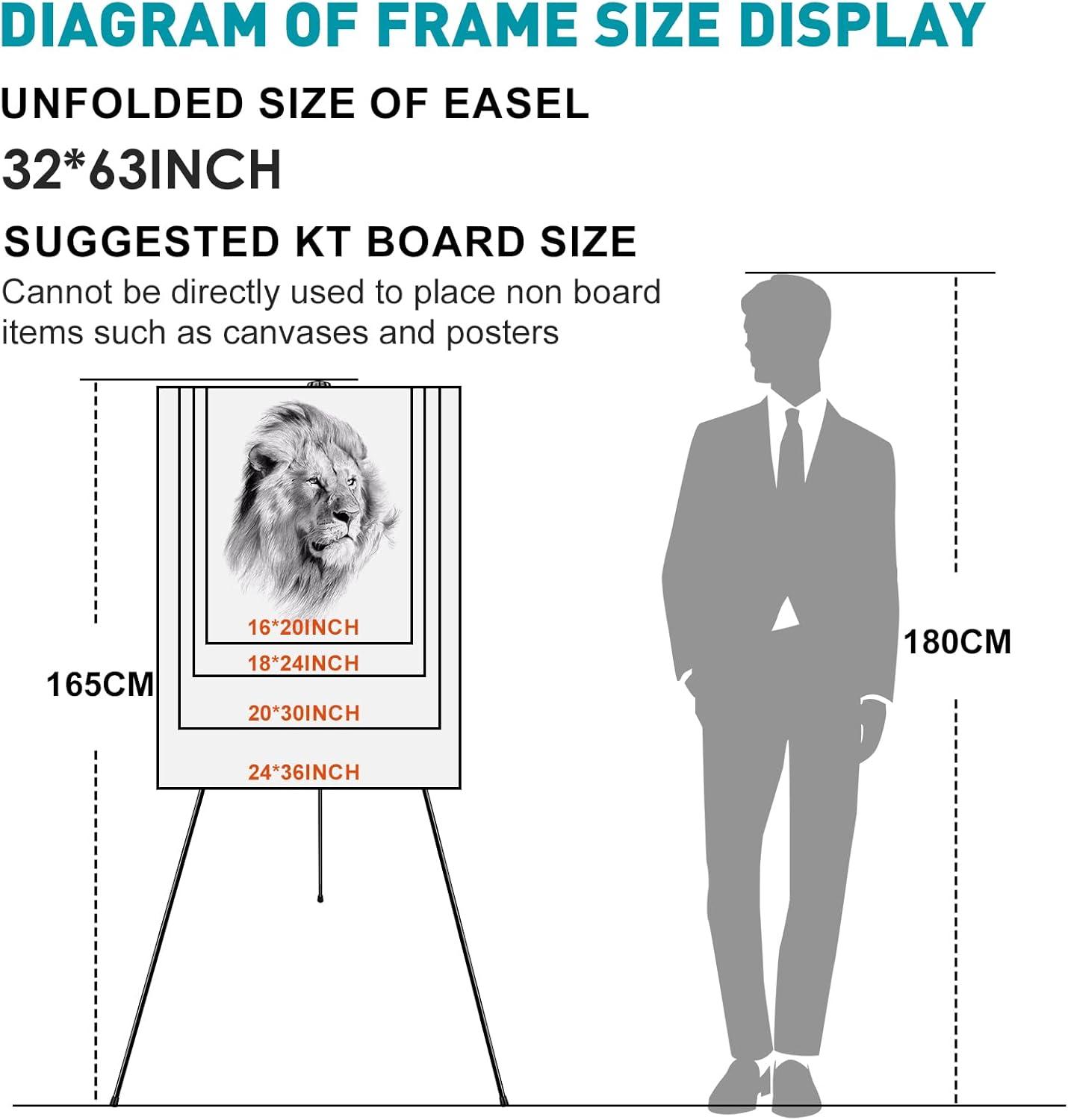 imageESRICH 8 Pack Easel Stand for Sign 63 Easels for Display Lightweight Metal Easels for Signs Wedding LogosArts PaintingAdjustable Easel Stand with Storage Bag8p