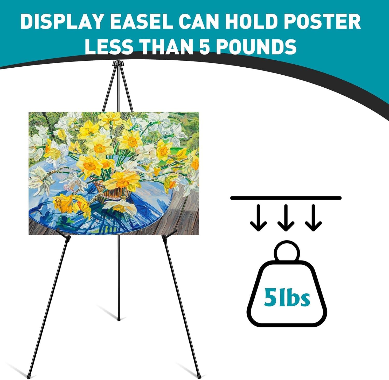 imageESRICH 8 Pack Easel Stand for Sign 63 Easels for Display Lightweight Metal Easels for Signs Wedding LogosArts PaintingAdjustable Easel Stand with Storage Bag16P