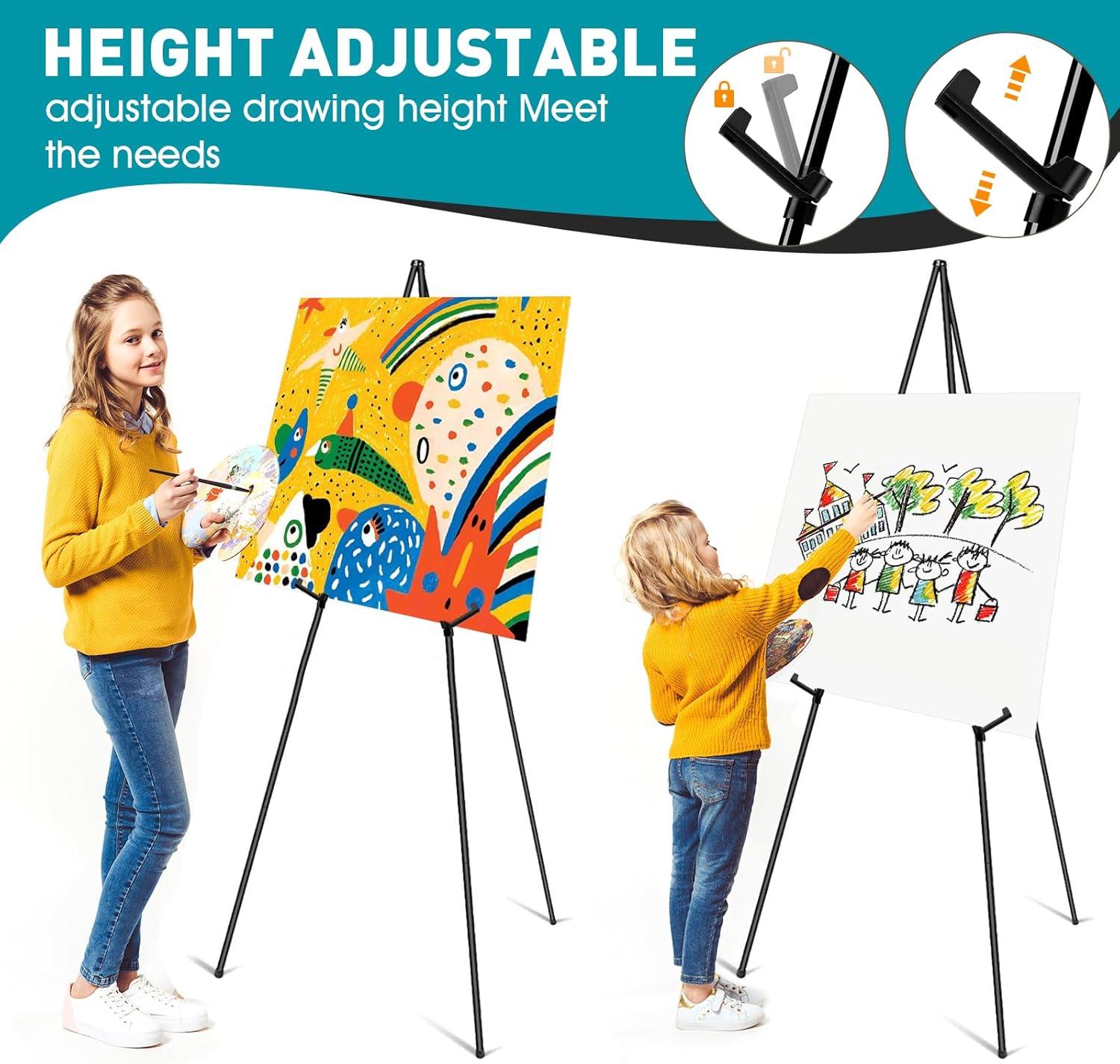 imageESRICH 8 Pack Easel Stand for Sign 63 Easels for Display Lightweight Metal Easels for Signs Wedding LogosArts PaintingAdjustable Easel Stand with Storage Bag8p