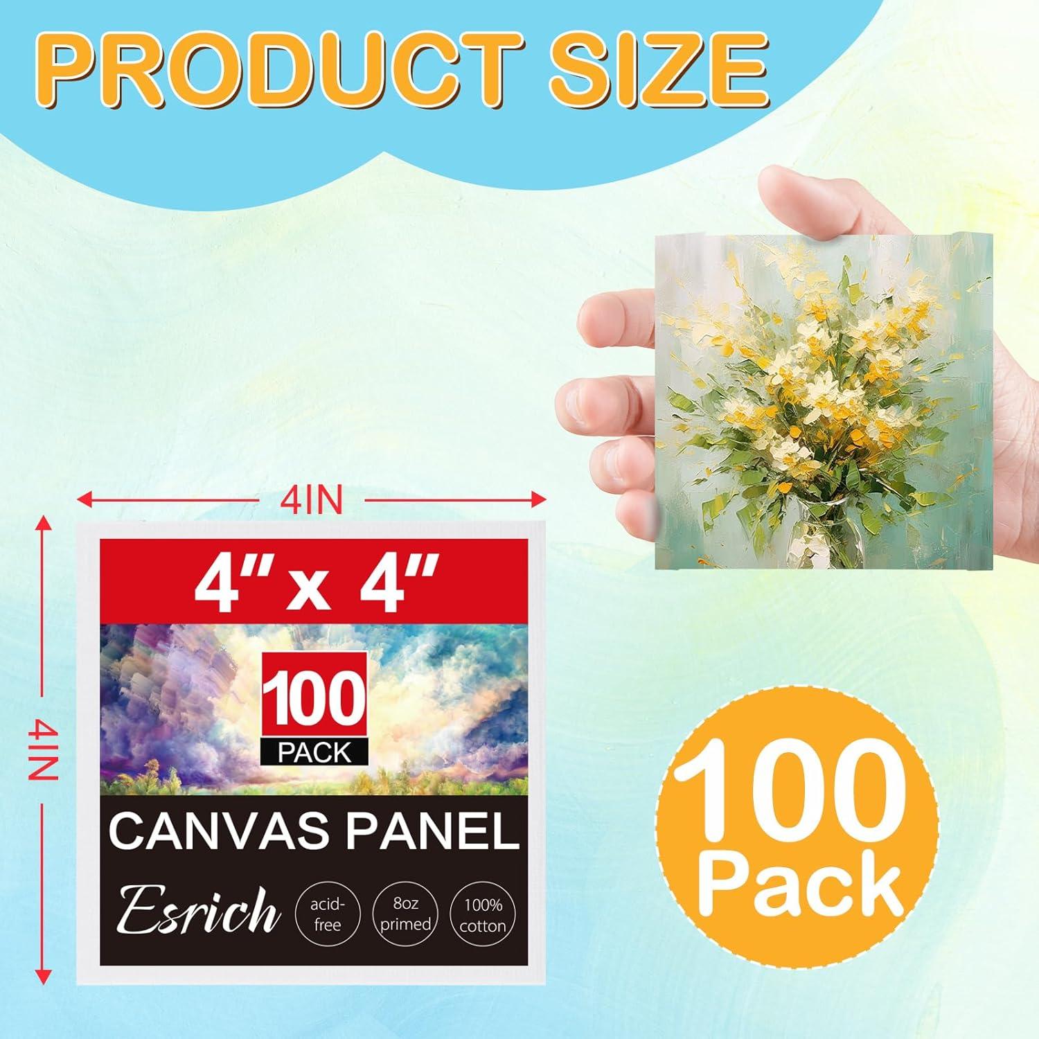 imageESRICH 8x10 Canvas for Painting 80 Pack Blank Painting Canvas Primed Cotton Canvas Boards for Painting for Oil Paint Watercolor Acrylic Paint Gouache and Tempera4x4in