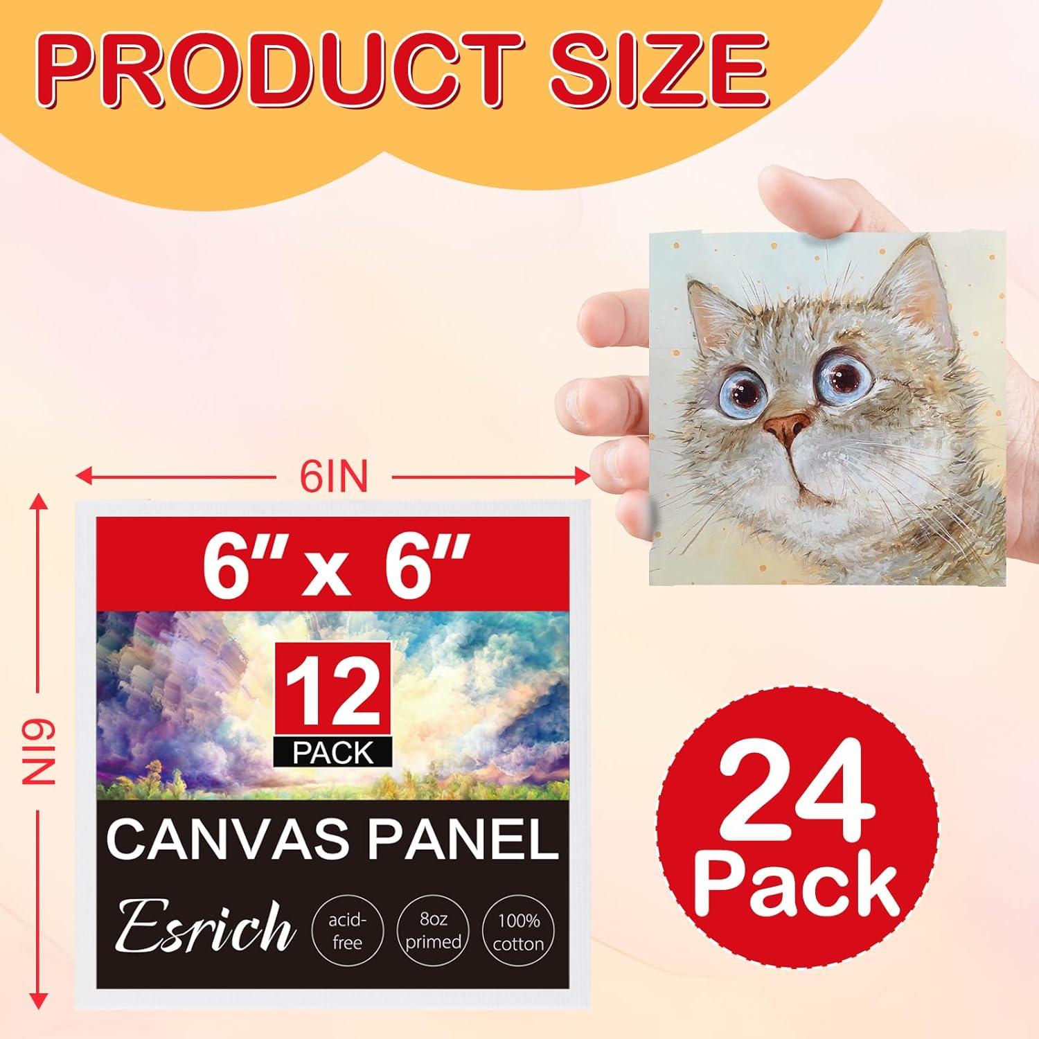 imageESRICH 8x10 Canvas for Painting 80 Pack Blank Painting Canvas Primed Cotton Canvas Boards for Painting for Oil Paint Watercolor Acrylic Paint Gouache and Tempera6x6in