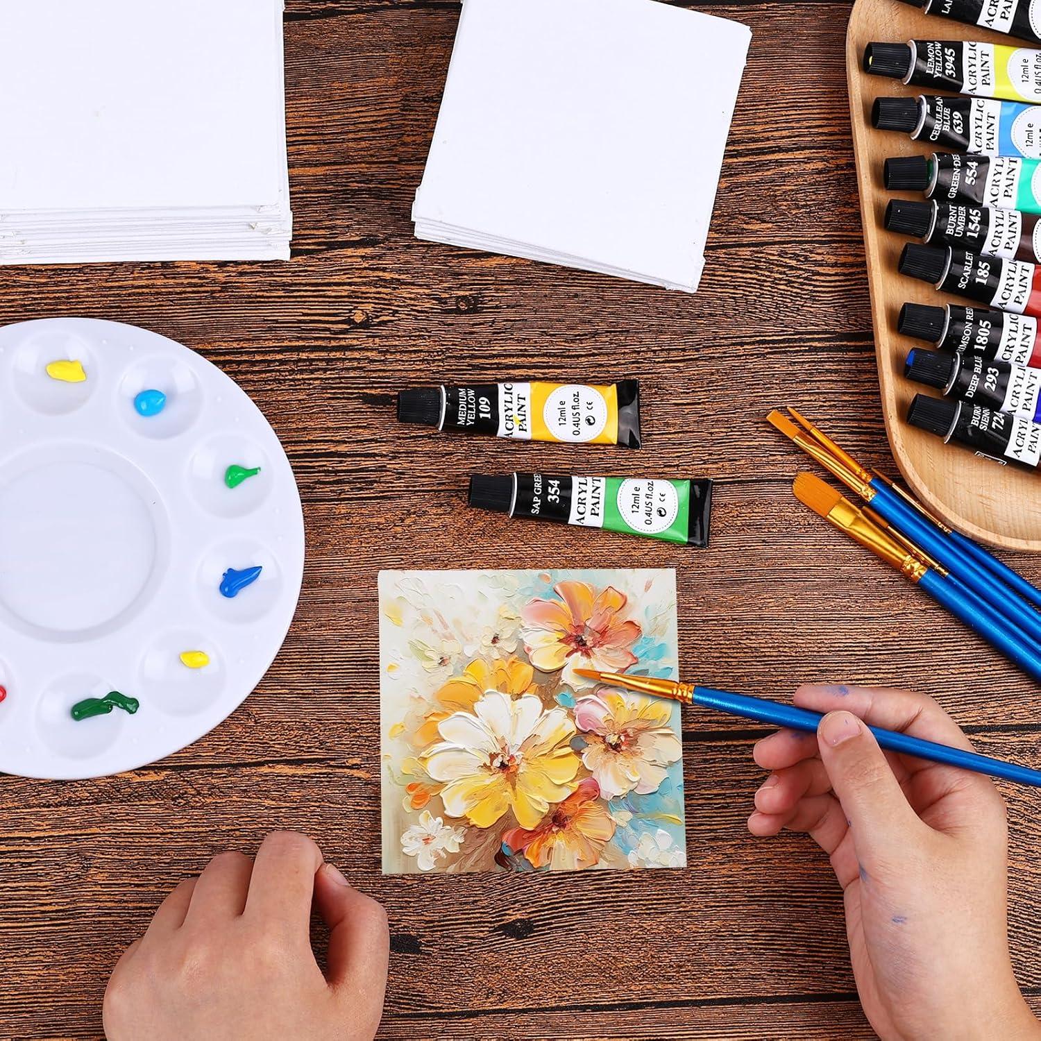 imageESRICH 8x10 Canvas for Painting 80 Pack Blank Painting Canvas Primed Cotton Canvas Boards for Painting for Oil Paint Watercolor Acrylic Paint Gouache and Tempera4x4in