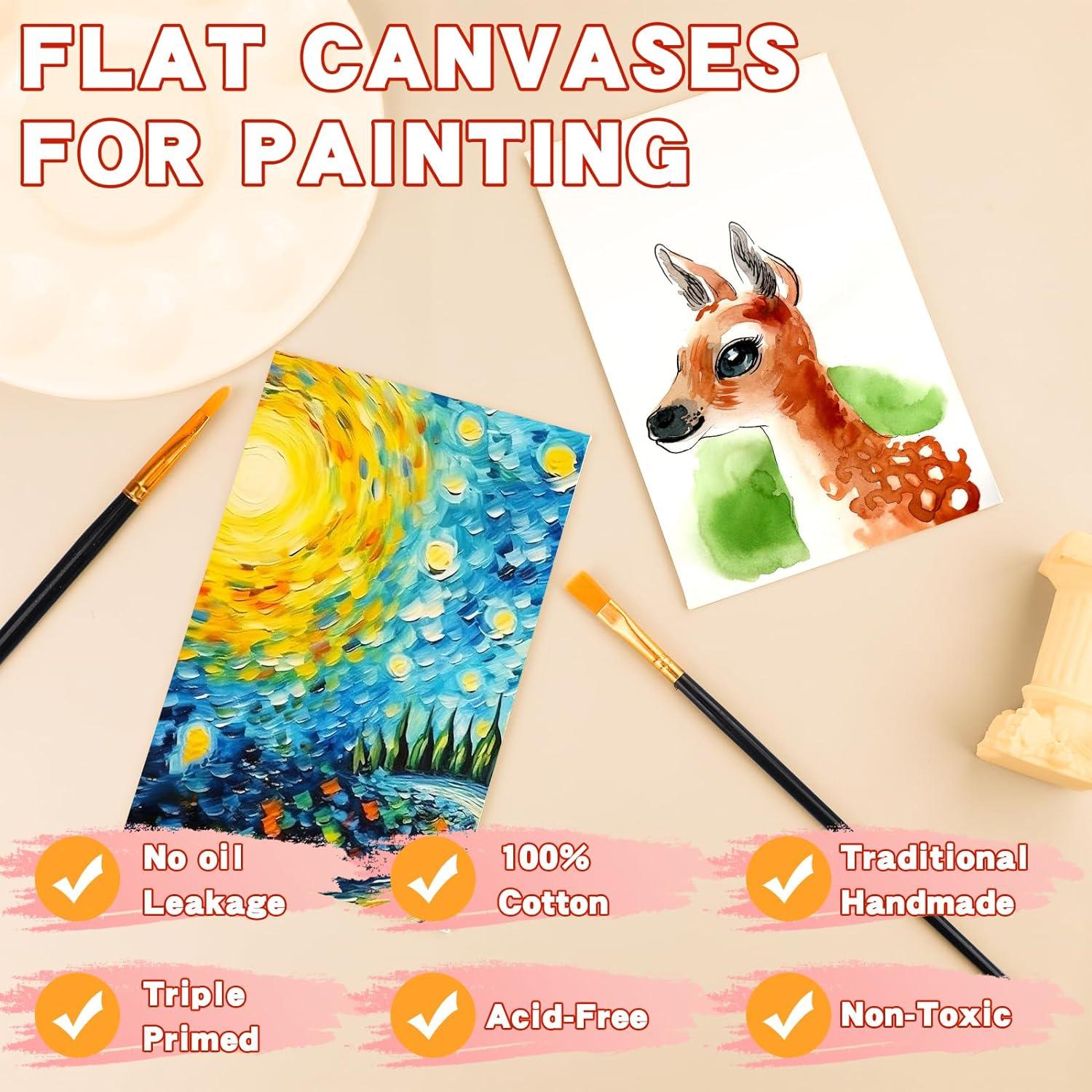 imageESRICH 8x10 Canvas for Painting 80 Pack Blank Painting Canvas Primed Cotton Canvas Boards for Painting for Oil Paint Watercolor Acrylic Paint Gouache and Tempera4x6in