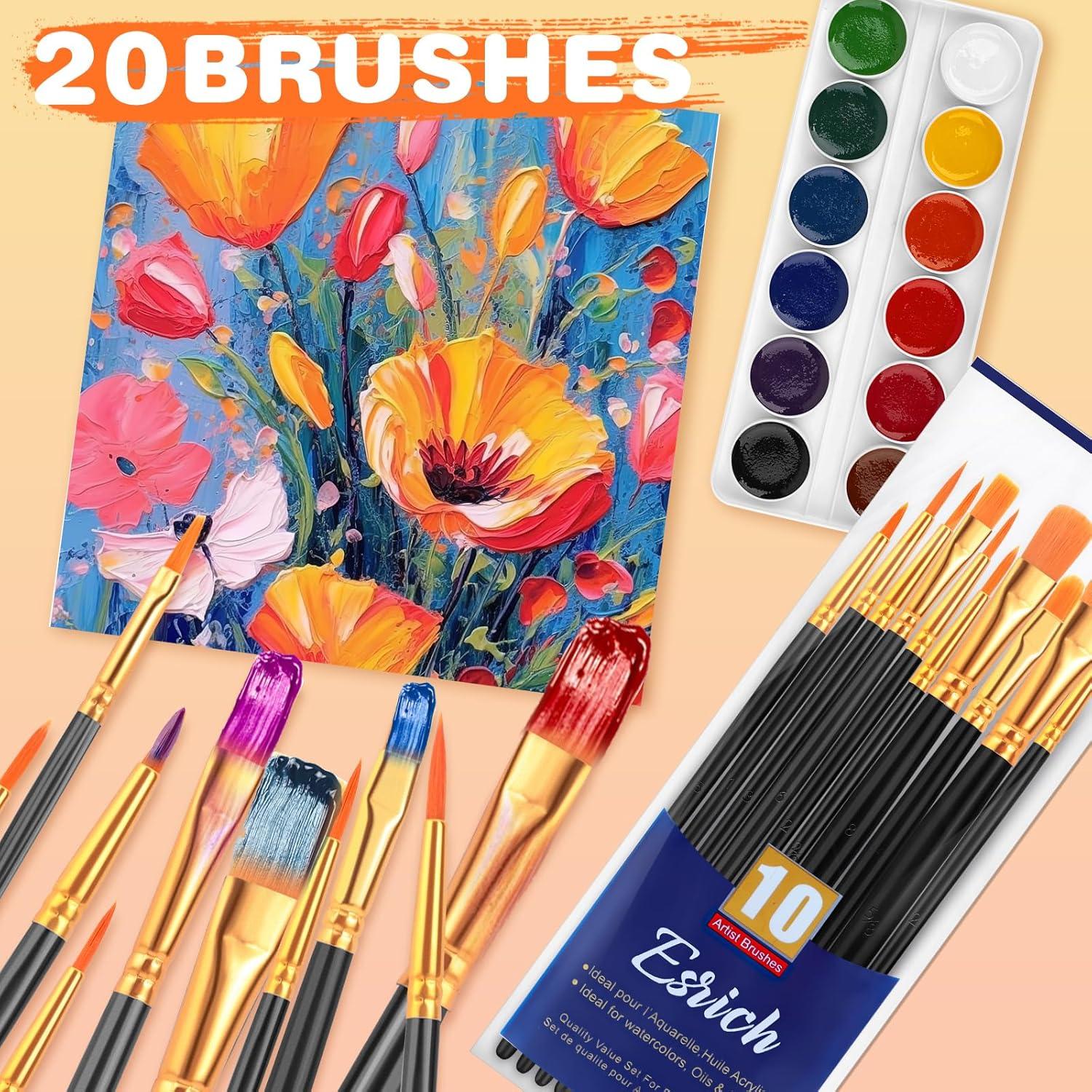 imageESRICH Acrylic Paint Brushes Set8Packs 80 Pcs Nylon Paintbrushes Head Suitable for Acrylic Oil Watercolor Rock Body Face Nail Art Perfect Suit of Art Painting Best Gift for Kids Adult DrawingBlack