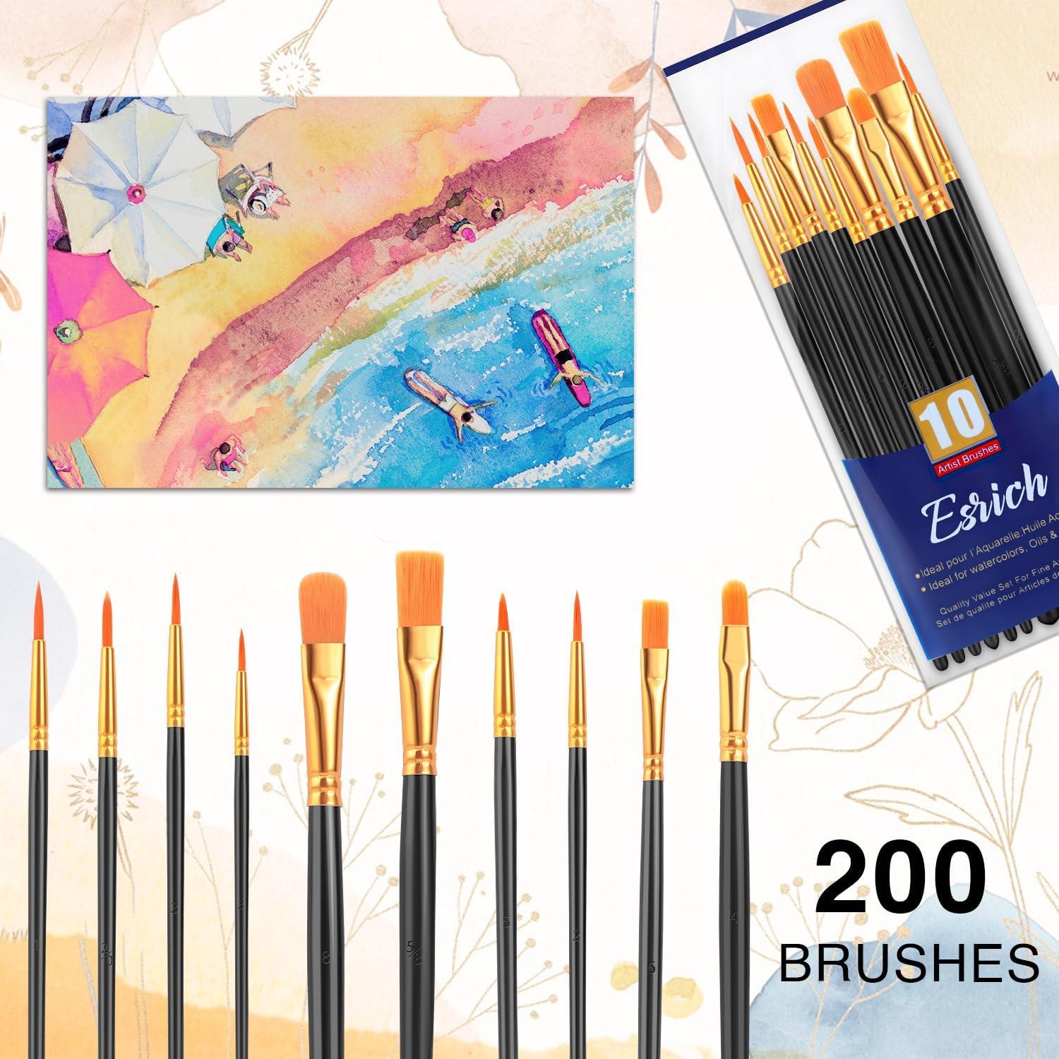 imageESRICH Acrylic Paint Brushes Set8Packs 80 Pcs Nylon Paintbrushes Head Suitable for Acrylic Oil Watercolor Rock Body Face Nail Art Perfect Suit of Art Painting Best Gift for Kids Adult DrawingBlack