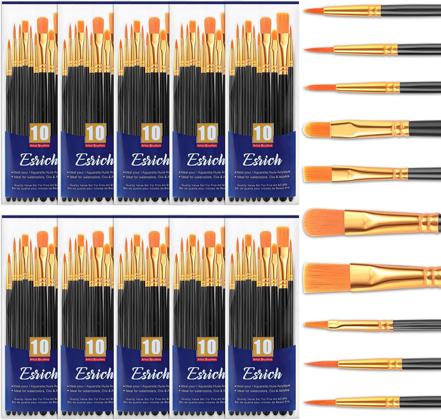 imageESRICH Acrylic Paint Brushes Set8Packs 80 Pcs Nylon Paintbrushes Head Suitable for Acrylic Oil Watercolor Rock Body Face Nail Art Perfect Suit of Art Painting Best Gift for Kids Adult DrawingBlack