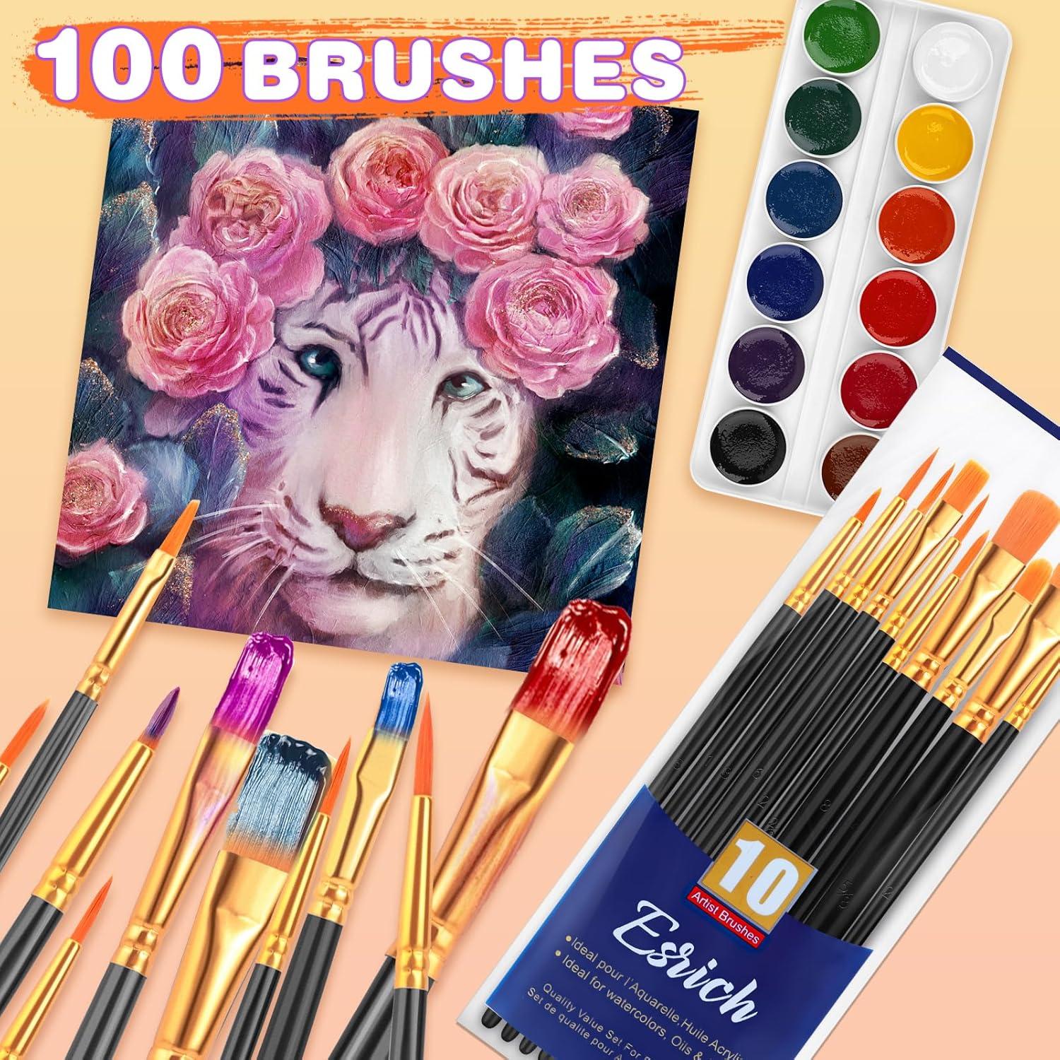imageESRICH Acrylic Paint Brushes Set8Packs 80 Pcs Nylon Paintbrushes Head Suitable for Acrylic Oil Watercolor Rock Body Face Nail Art Perfect Suit of Art Painting Best Gift for Kids Adult DrawingBlack