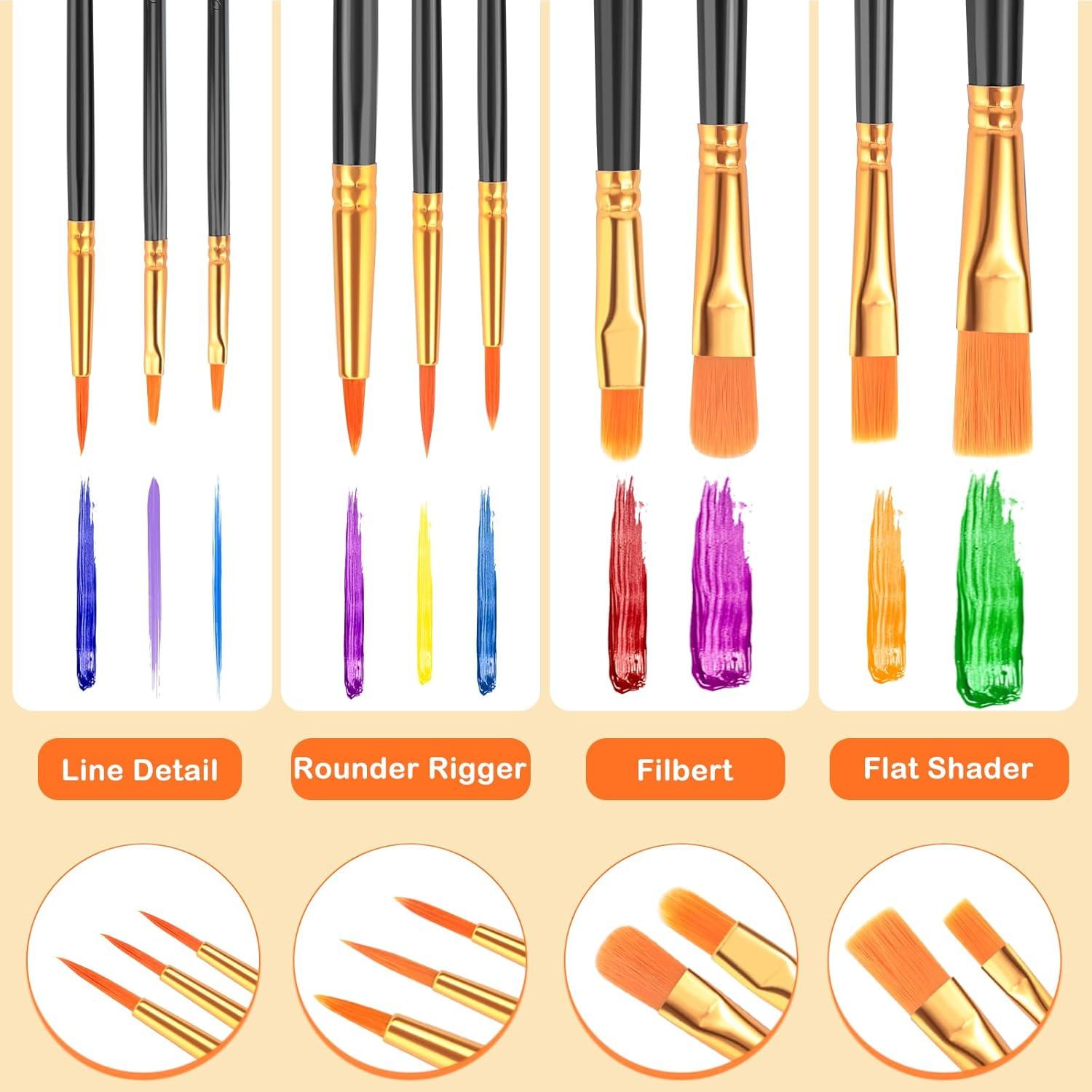 imageESRICH Acrylic Paint Brushes Set8Packs 80 Pcs Nylon Paintbrushes Head Suitable for Acrylic Oil Watercolor Rock Body Face Nail Art Perfect Suit of Art Painting Best Gift for Kids Adult DrawingBlack