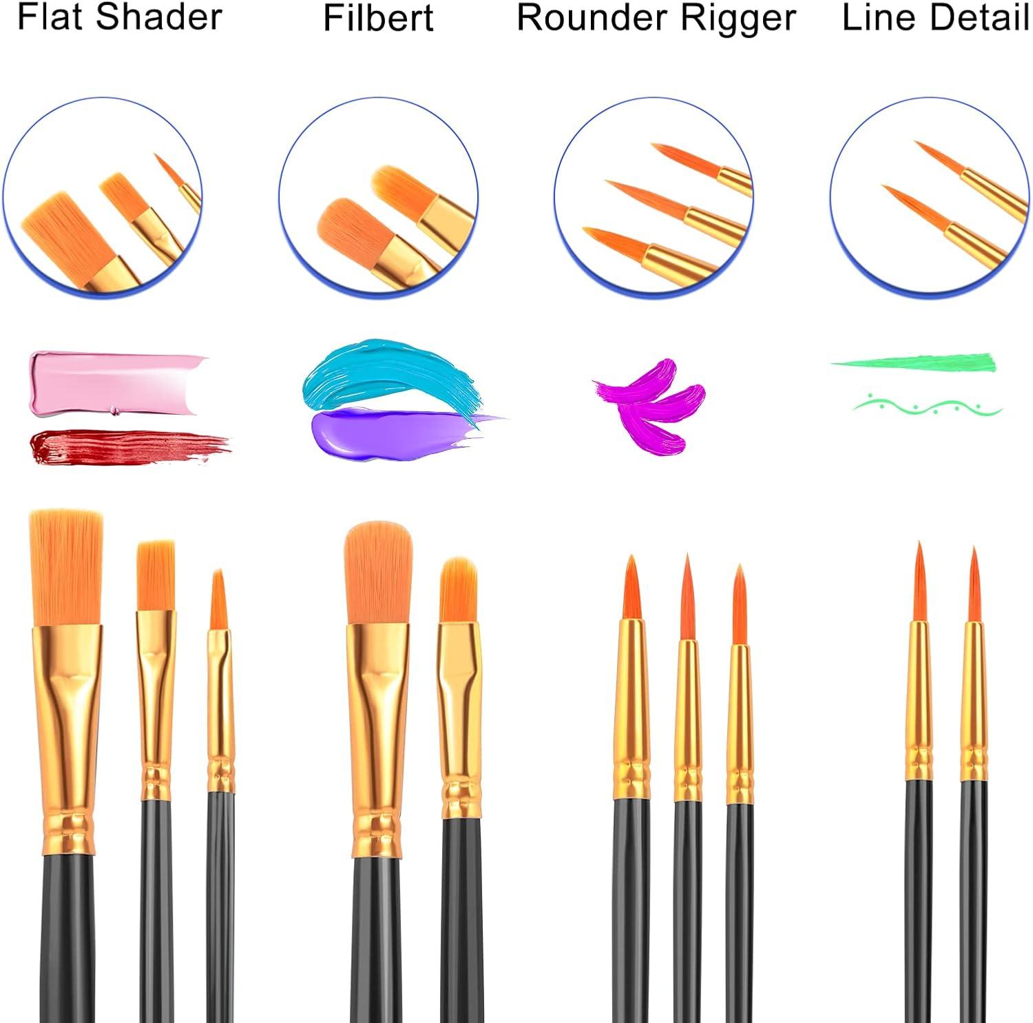 imageESRICH Acrylic Paint Brushes Set8Packs 80 Pcs Nylon Paintbrushes Head Suitable for Acrylic Oil Watercolor Rock Body Face Nail Art Perfect Suit of Art Painting Best Gift for Kids Adult DrawingBlack