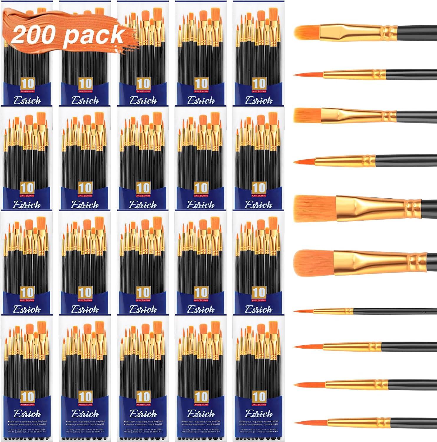 imageESRICH Acrylic Paint Brushes Set8Packs 80 Pcs Nylon Paintbrushes Head Suitable for Acrylic Oil Watercolor Rock Body Face Nail Art Perfect Suit of Art Painting Best Gift for Kids Adult DrawingBlack