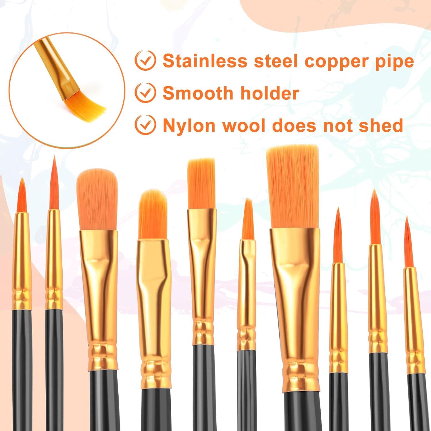 imageESRICH Acrylic Paint Brushes Set8Packs 80 Pcs Nylon Paintbrushes Head Suitable for Acrylic Oil Watercolor Rock Body Face Nail Art Perfect Suit of Art Painting Best Gift for Kids Adult DrawingBlack