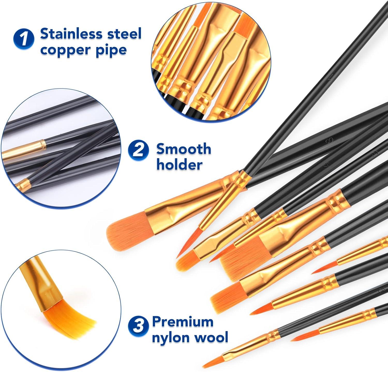 imageESRICH Acrylic Paint Brushes Set8Packs 80 Pcs Nylon Paintbrushes Head Suitable for Acrylic Oil Watercolor Rock Body Face Nail Art Perfect Suit of Art Painting Best Gift for Kids Adult DrawingBlack