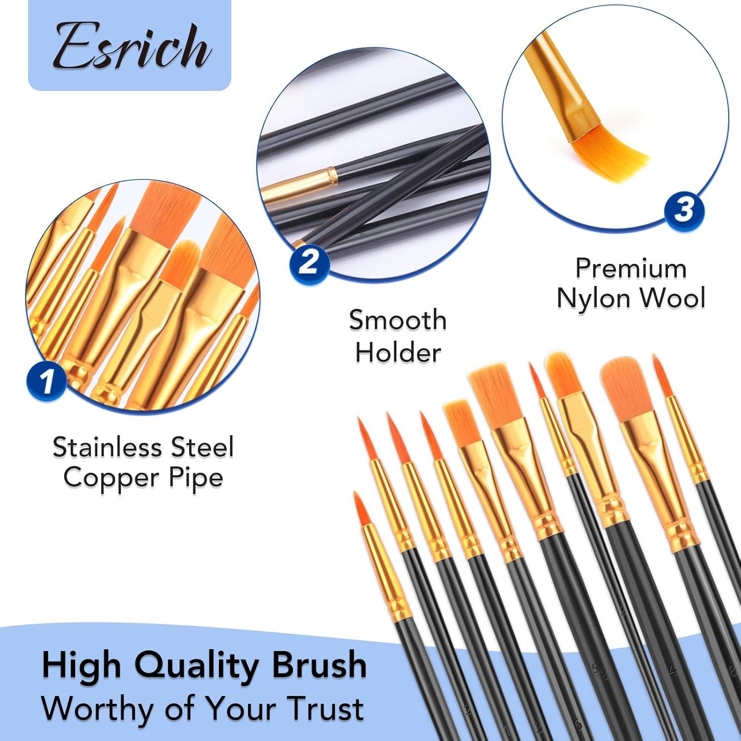 imageESRICH Acrylic Paint Brushes Set8Packs 80 Pcs Nylon Paintbrushes Head Suitable for Acrylic Oil Watercolor Rock Body Face Nail Art Perfect Suit of Art Painting Best Gift for Kids Adult DrawingBlack