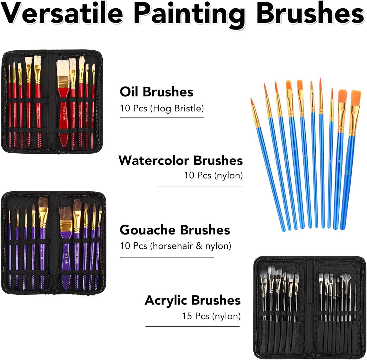 imageESRICH Acrylic Paint Canvas Set52 Piece Professional Painting Supplies Kit with 2 Wood Easel2 12Colors2 10 BrushesCircular Canvas EtcPremium Paint Kit for KidsStudents Artists and Beginner96Color