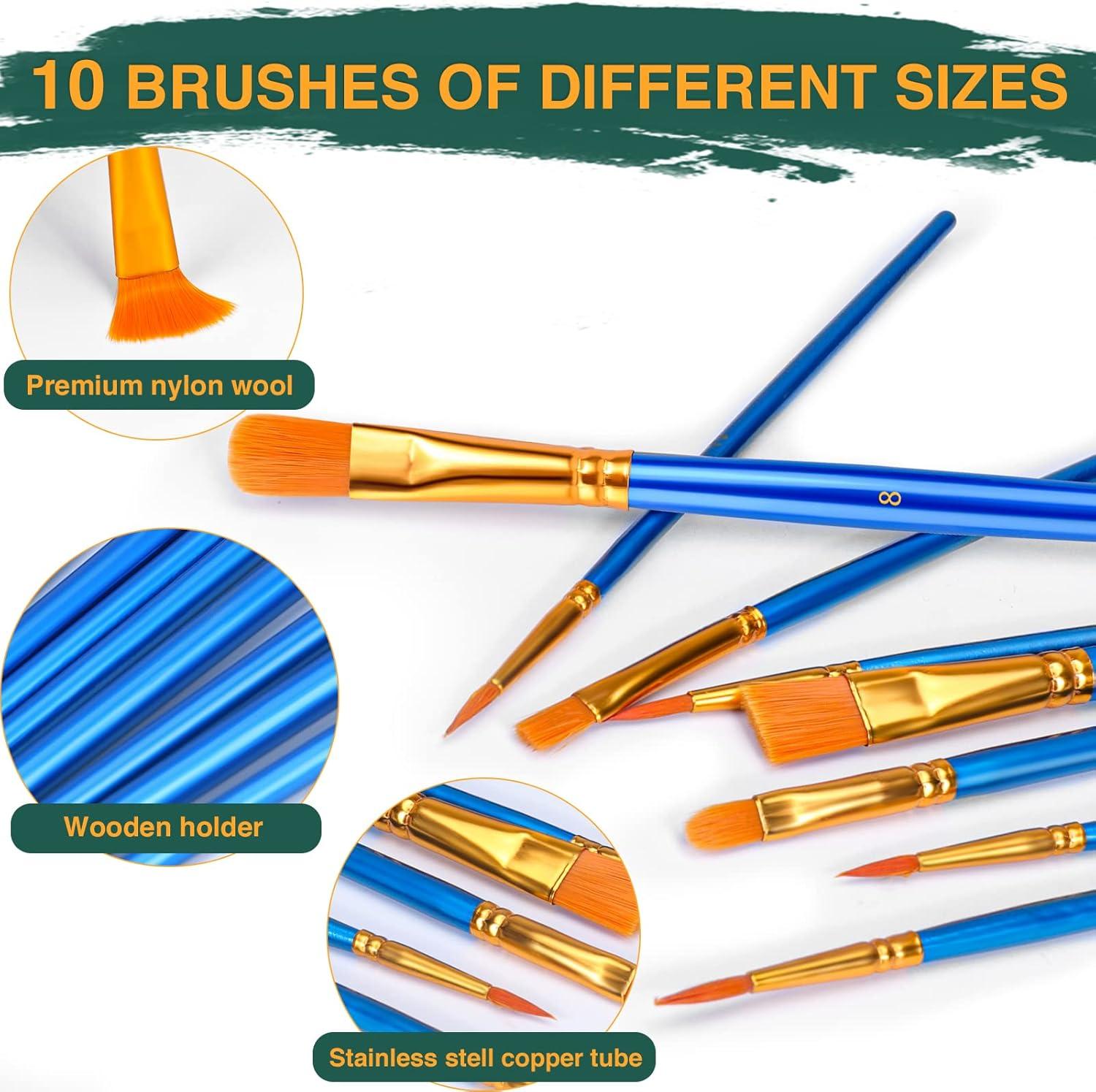 imageESRICH Acrylic Paint Canvas Set52 Piece Professional Painting Supplies Kit with 2 Wood Easel2 12Colors2 10 BrushesCircular Canvas EtcPremium Paint Kit for KidsStudents Artists and Beginner24Color