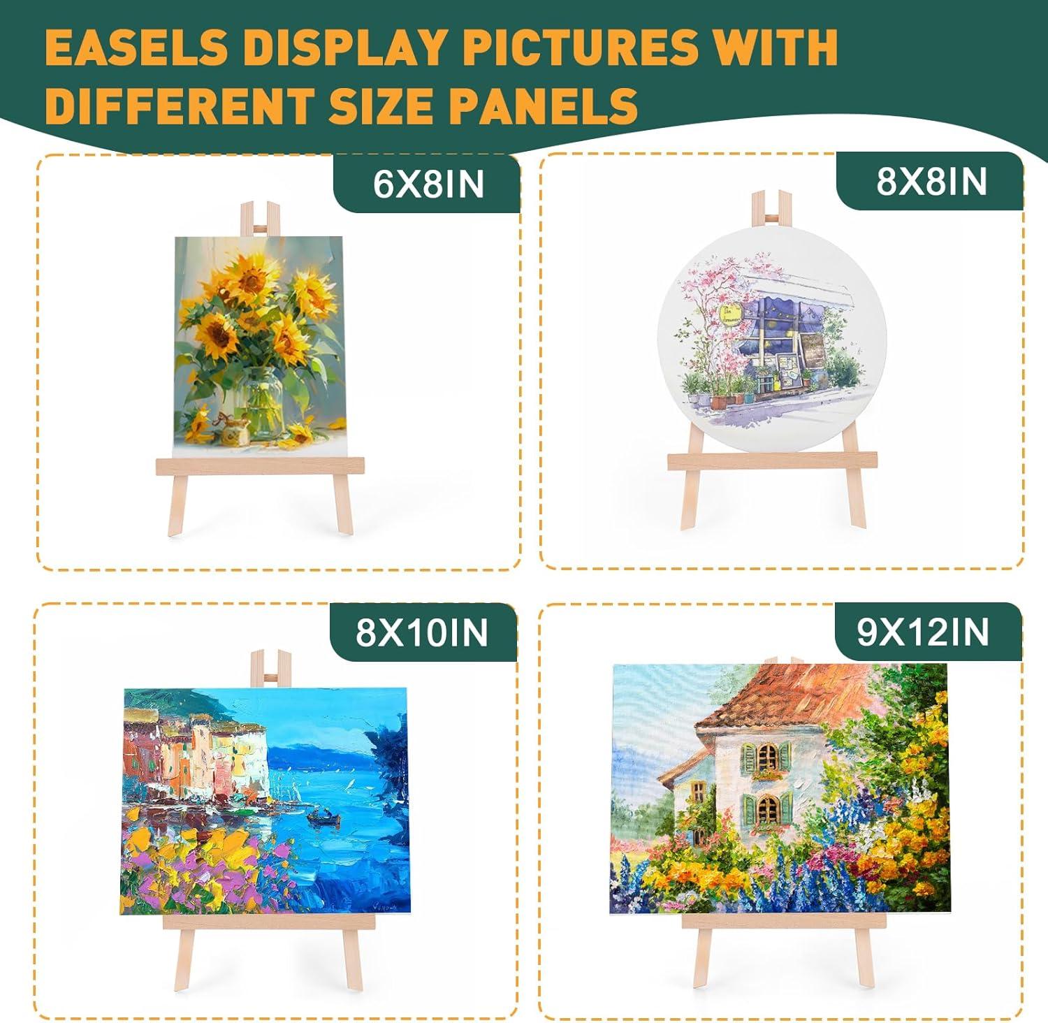 imageESRICH Acrylic Paint Canvas Set52 Piece Professional Painting Supplies Kit with 2 Wood Easel2 12Colors2 10 BrushesCircular Canvas EtcPremium Paint Kit for KidsStudents Artists and Beginner24Color