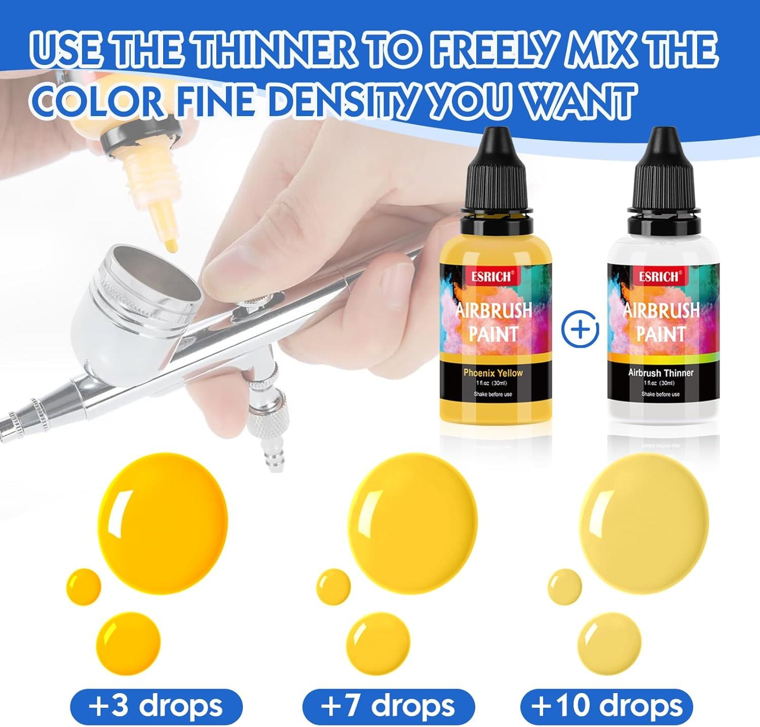 imageESRICH Airbrush Paint 52 Colors 1 oz with 4 ThinnerAir Brush Painting Set Acrylic Ready to Spray Air Brushes PaintWaterBased Airbrush Paint Set for MetalPlasticCanvasWoodAir brush Paint Kit26 color