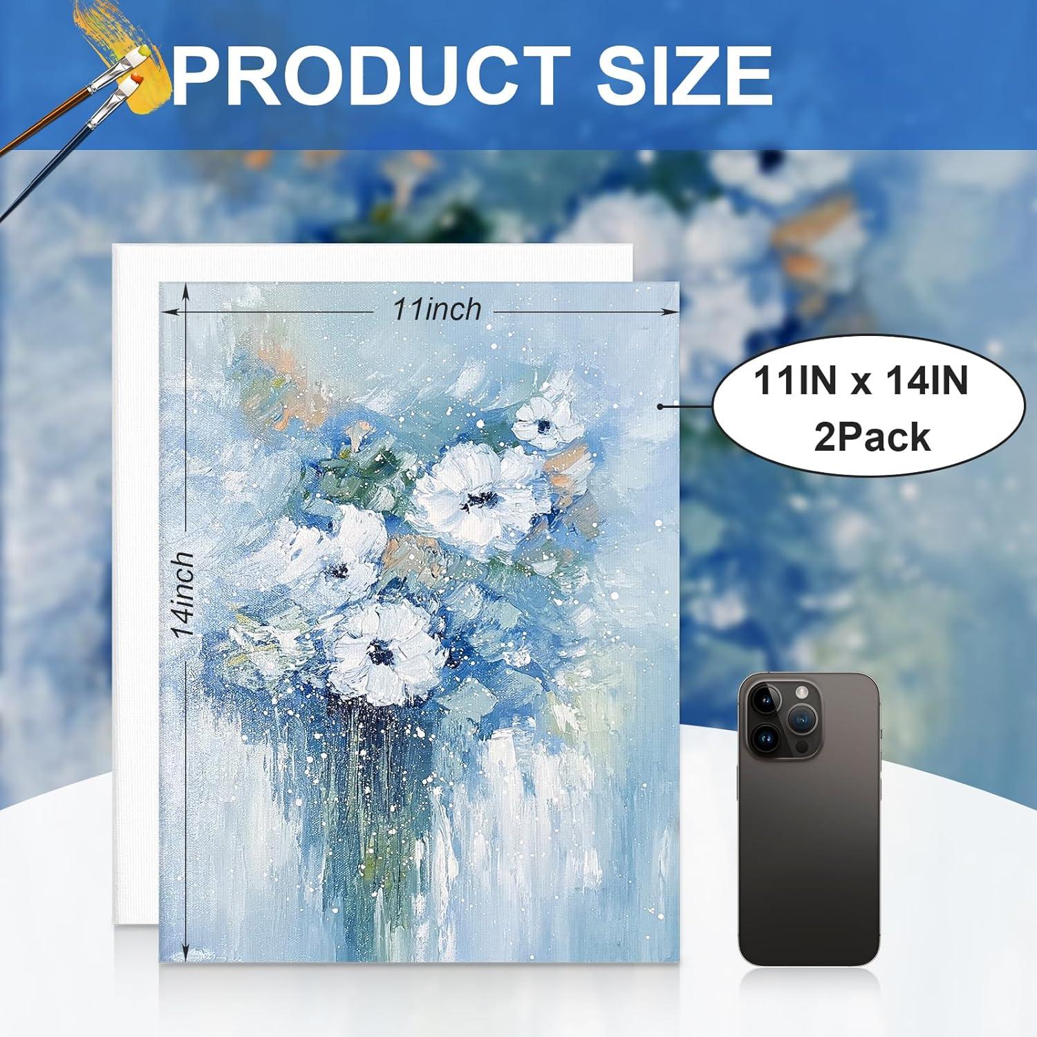 imageESRICH Canvas Boards for Painting 2 Pack Canvas for Painting 11x14 Cotton Primed Acid Free Blank Canvas Panels for Oil Paint Watercolor Acrylic Paint Gouache and Tempera1114in 2pack