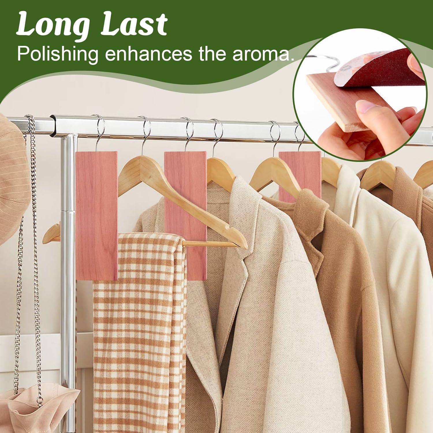 imageESRICH Cedar Blocks for Clothes Storage15 Pack with Metal Hooks100 Natura Cedars Wood for ClosetsCedars Planks with SandpaperCedar Chips for Closets and Drawers0 Ounce Pack of 32