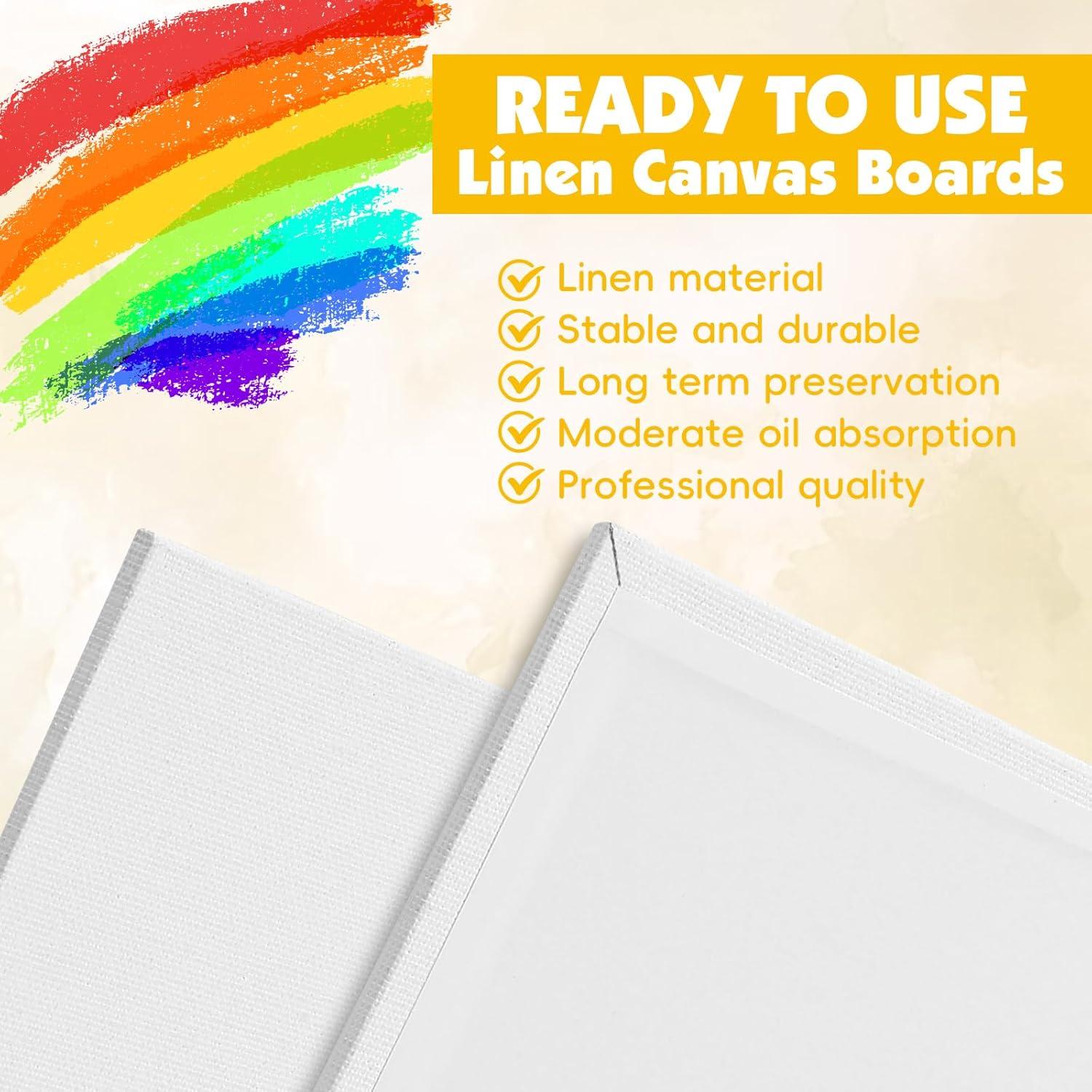 imageESRICH Linen Canvas for Painting 8x10 5 Pack Professional Linen Canvas Panels 8x10 Primed Acid Free Blank Canvas Boards for Painting for Artists PaintersLinen canvas5p12x16in