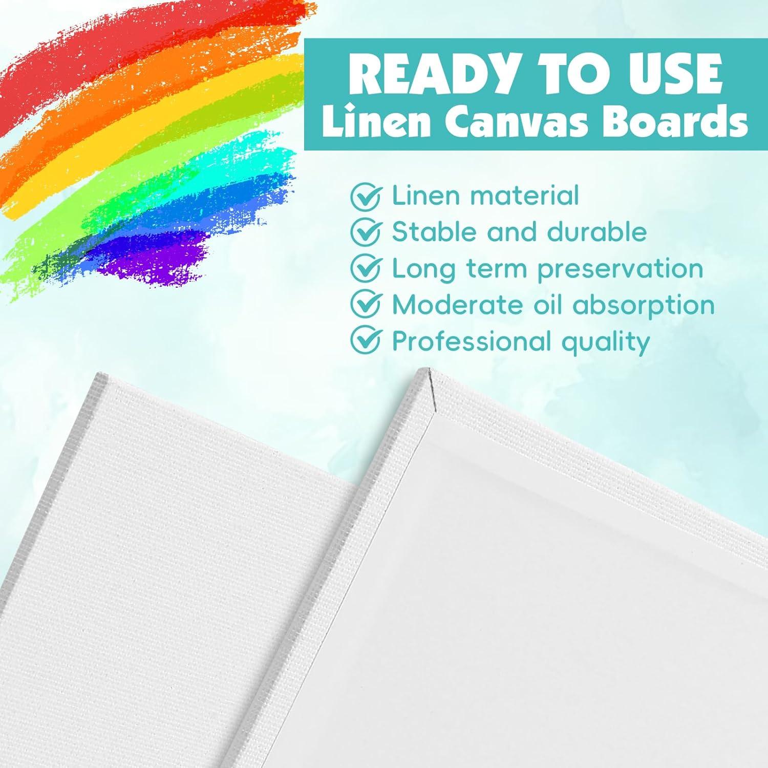 imageESRICH Linen Canvas for Painting 8x10 5 Pack Professional Linen Canvas Panels 8x10 Primed Acid Free Blank Canvas Boards for Painting for Artists PaintersLinen canvas5p11x14in