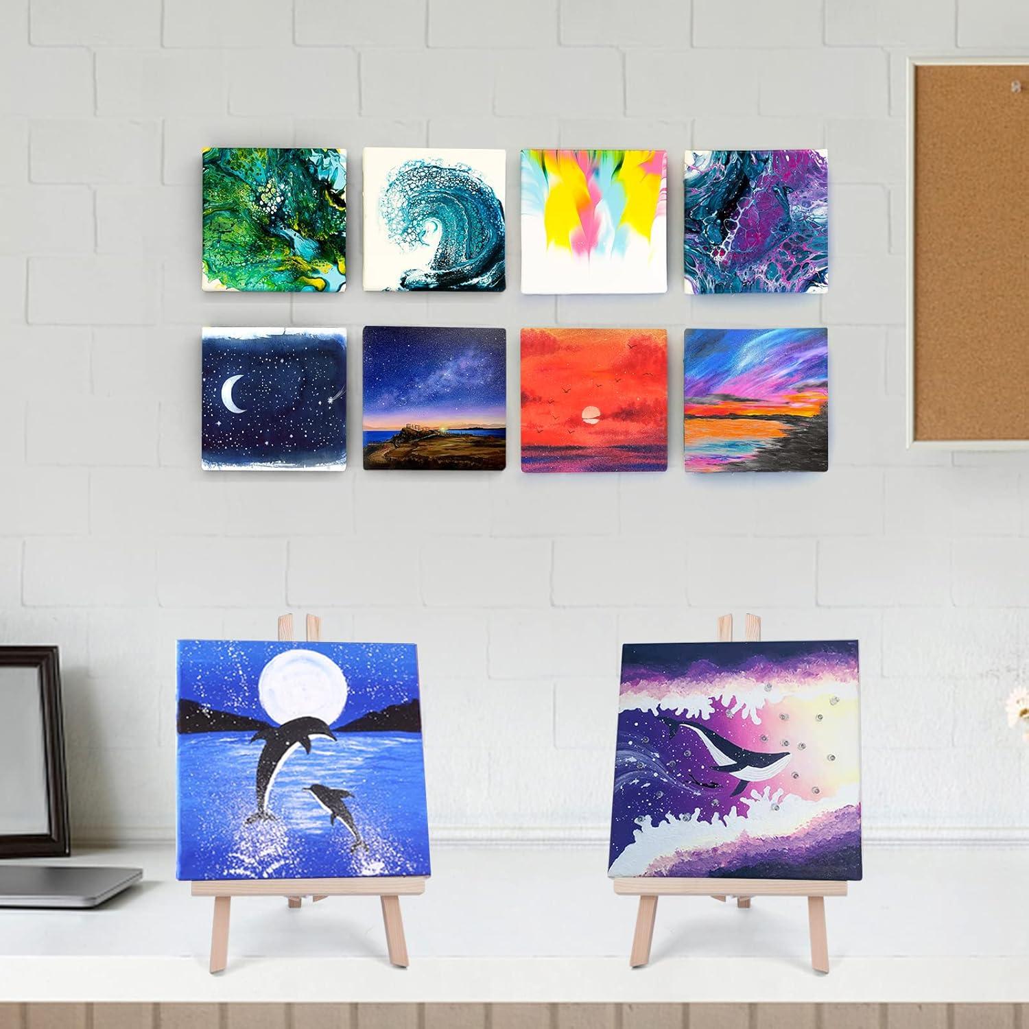 imageESRICH Mini Canvases for Painting Canvas in Bulk 32Pack 3x3In 25In Profile Small Square Canvas Blank Canvases are Great for School Projects and Kids Birthday Parties Home Decor Project5x5in18 Packs