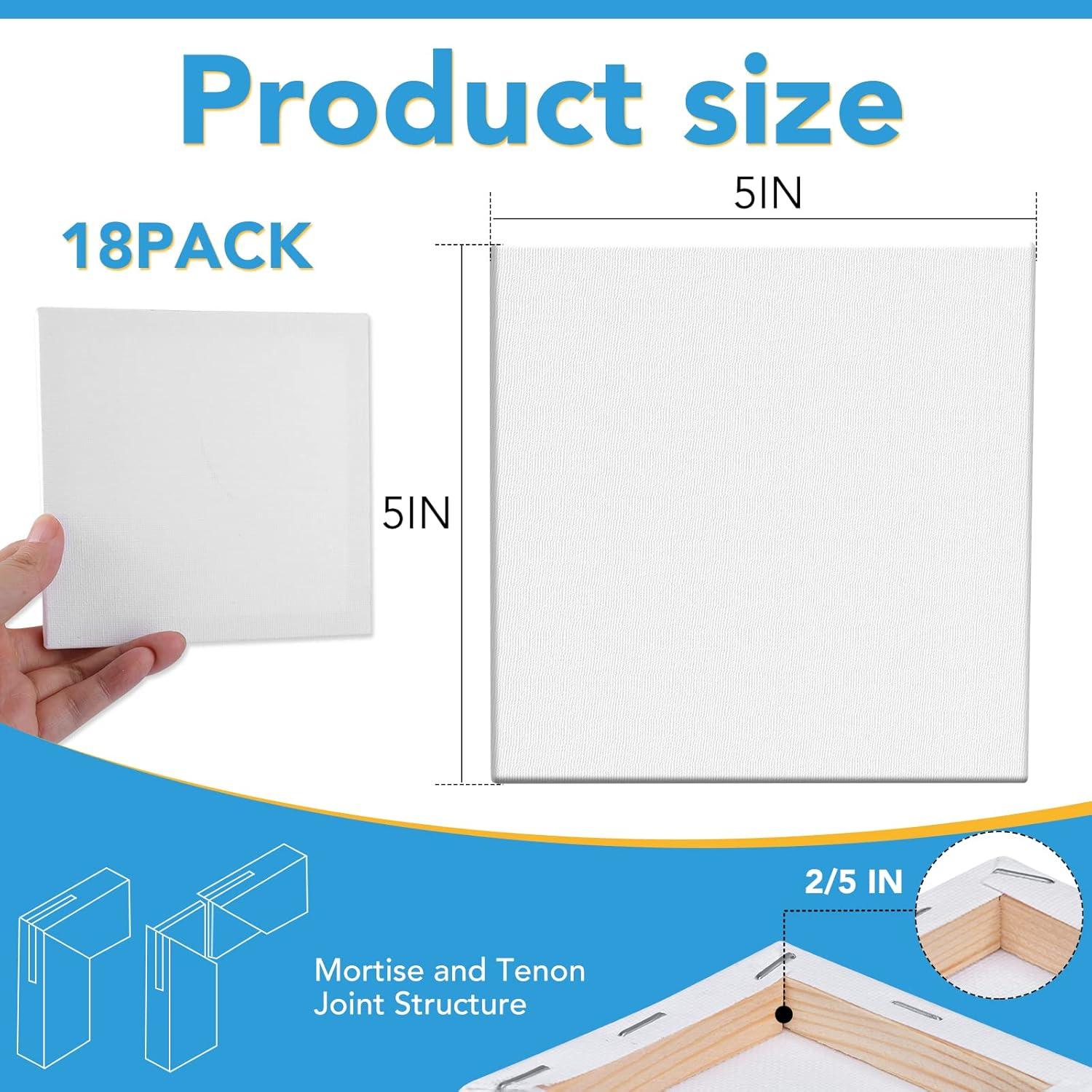 imageESRICH Mini Canvases for Painting Canvas in Bulk 32Pack 3x3In 25In Profile Small Square Canvas Blank Canvases are Great for School Projects and Kids Birthday Parties Home Decor Project5x5in18 Packs