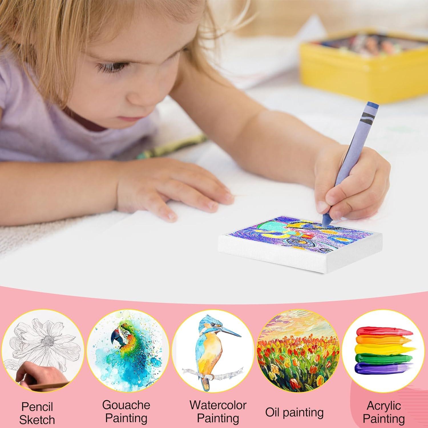 imageESRICH Mini Canvases for Painting Canvas in Bulk 32Pack 3x3In 25In Profile Small Square Canvas Blank Canvases are Great for School Projects and Kids Birthday Parties Home Decor Project24x24in100 Packs