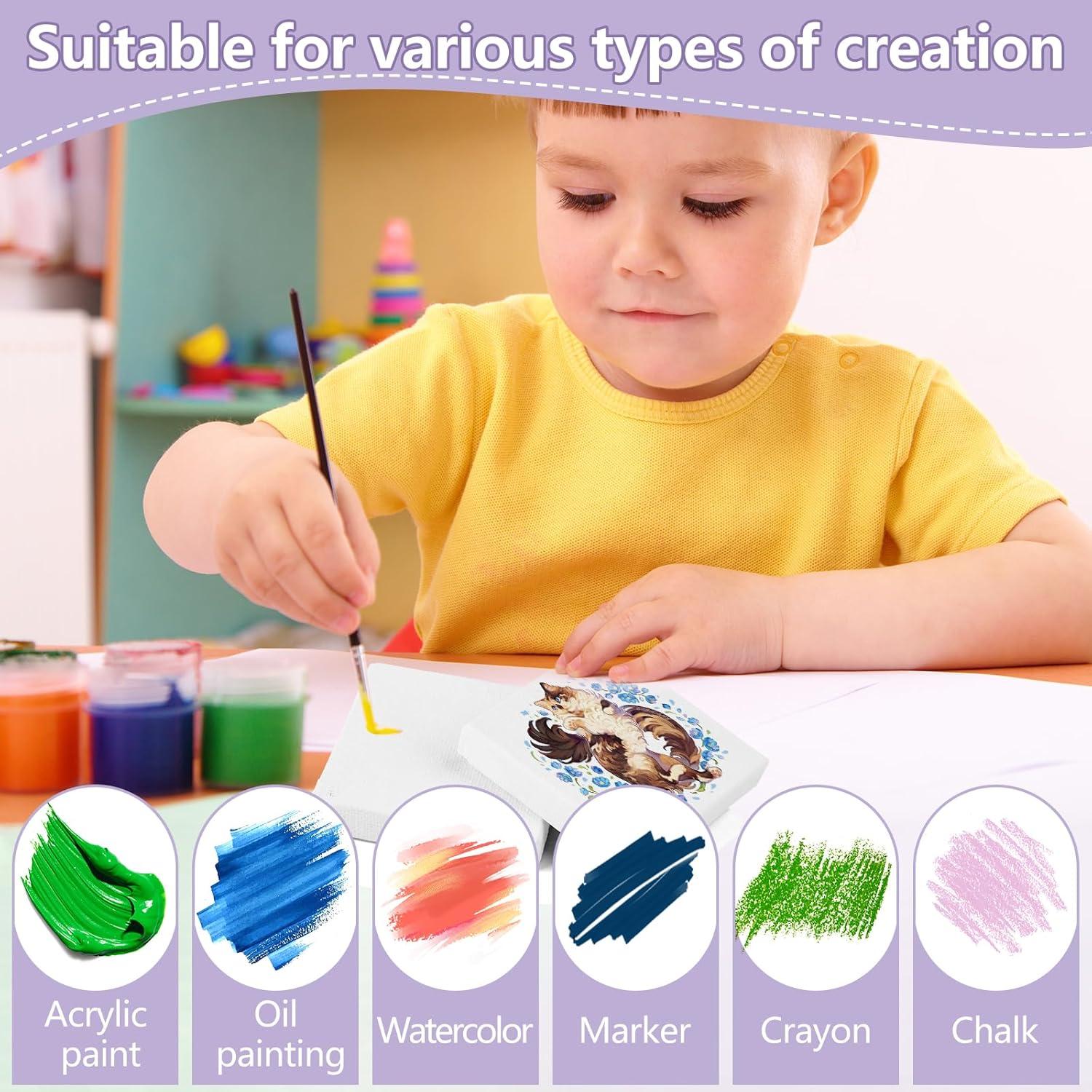imageESRICH Mini Stretched Canvas 24Pack 2x2inch 25Profile Art Primed Canvases for Painting Cotton Small Professional Stretched Canvas for Kids and Art Supplies3x3in12Pack