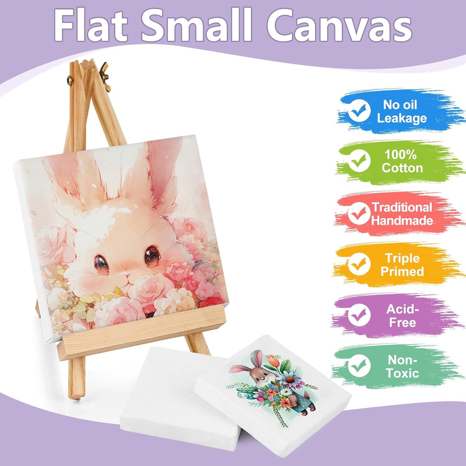 imageESRICH Mini Stretched Canvas 24Pack 2x2inch 25Profile Art Primed Canvases for Painting Cotton Small Professional Stretched Canvas for Kids and Art Supplies3x3in12Pack