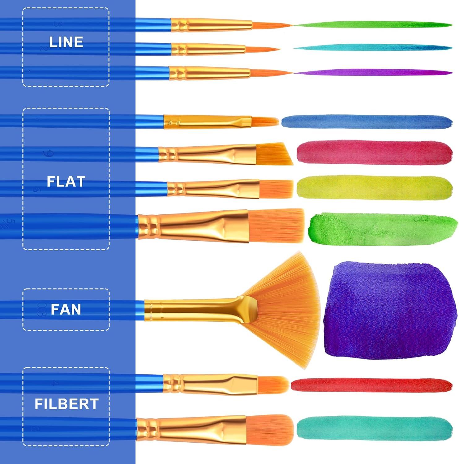 imageESRICH Paint Brushes10Pack100pcs Paint Brush for Acrylic PaintingAcrylic Paint Brush Set for Oil WatercolorBody Face Rock Canvas Small Paint Brushes for Kids Adult Drawing240p