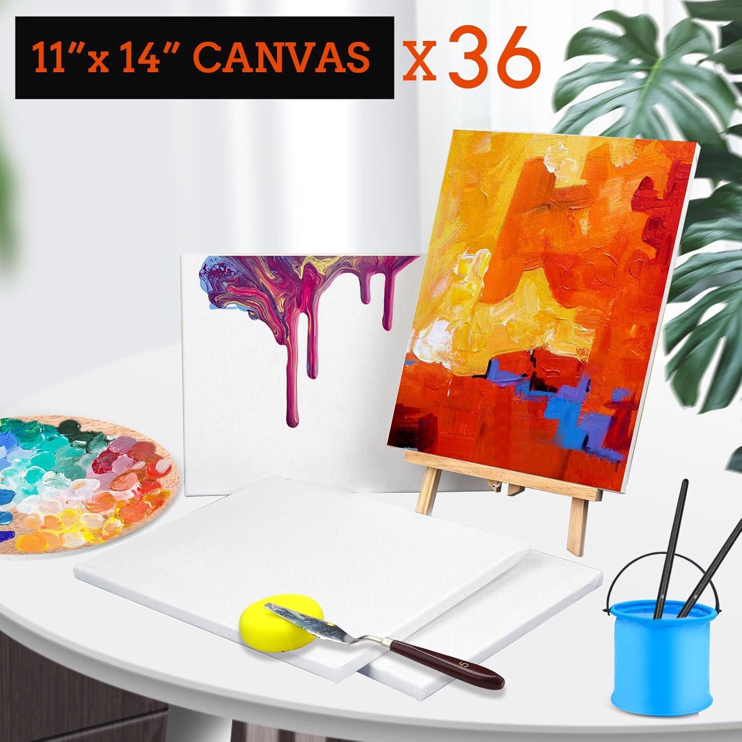 imageESRICH Stretched Canvas for Painting 8 Pack 9x12 Inch Canvas Value PackPrimed AcidFree Cotton Blank Canvases Painting Canvas for Oil amp Acrylic Paint11X14IN 36 Packs