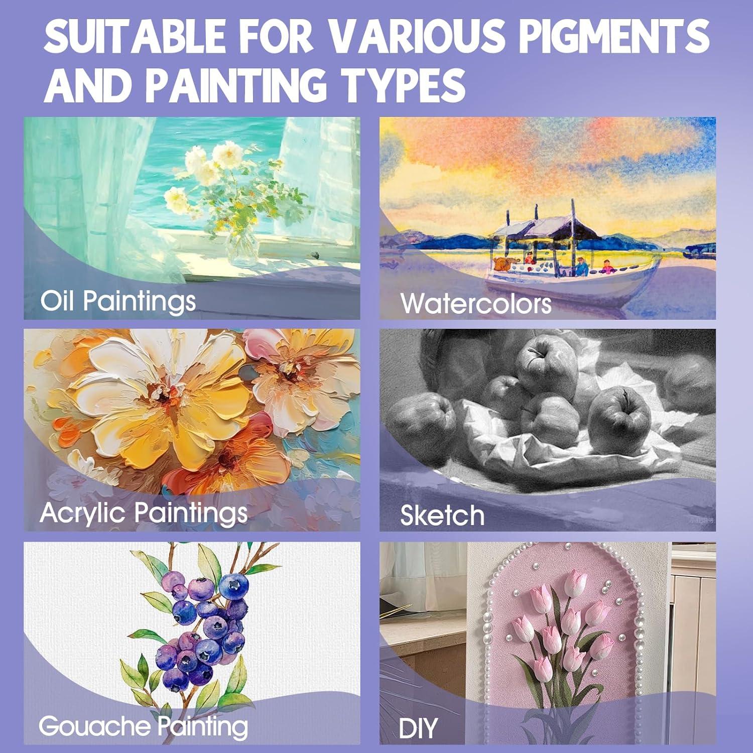 imageESRICH Stretched Canvas for Painting 8 Pack 9x12 Inch Canvas Value PackPrimed AcidFree Cotton Blank Canvases Painting Canvas for Oil amp Acrylic Paint12X16IN 16 Packs
