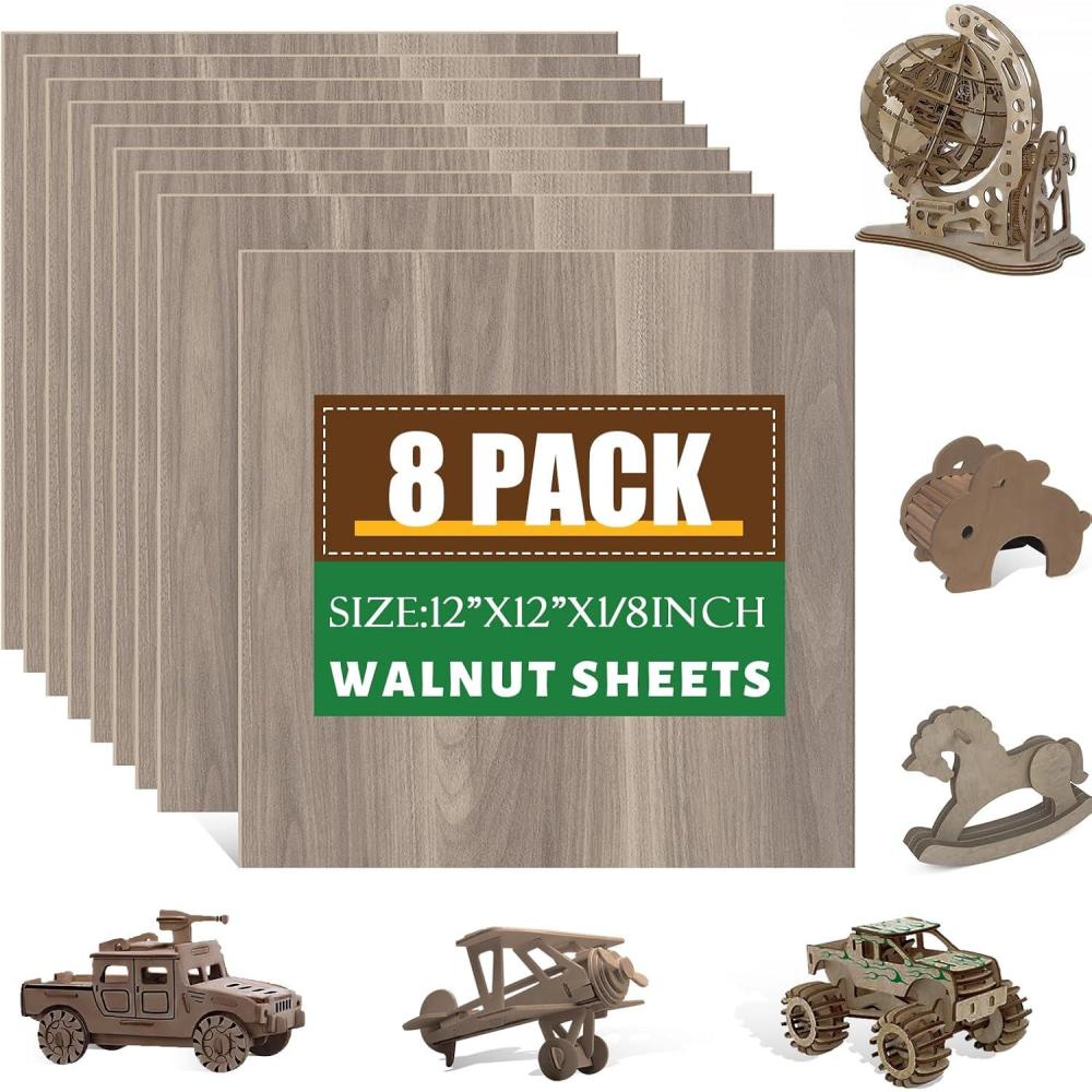 image12 Pack Basswood Sheets 18x12x12 Inch for CraftsUnfinished Wood for Laser Cutting amp EngravingWood BuriningPlywood for Architectural ModelsWalnut 8 p