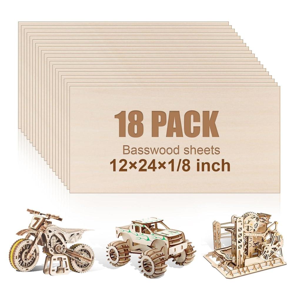 image24Pack Basswood Sheets 4x6x116 Inch Basswood for Laser Cutting amp Engraving Thin Plywood Wood Sheets Unfinished Wood for Crafts DIY Architectural Models Wood Burning and PaintingBasswood 18 Packs