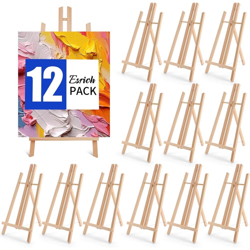 imageESRICH 2 Pack 118 Wood EaselsTabletop Easel for PaintingPainting Party Displaying Canvases Kids Student Table School Desktop Portable Canvas Photo Picture Sign Holder1612P