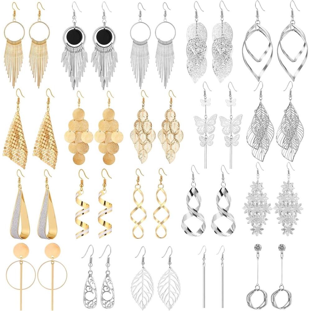imageESRICH 20 Pairs Drop Dangle EarringsGold Earrings for WomenSilver EarringEarrings for WomenDangle Earrings for WomemBoho Bohemian Earrings for Birthday Party Wedding Party Prom