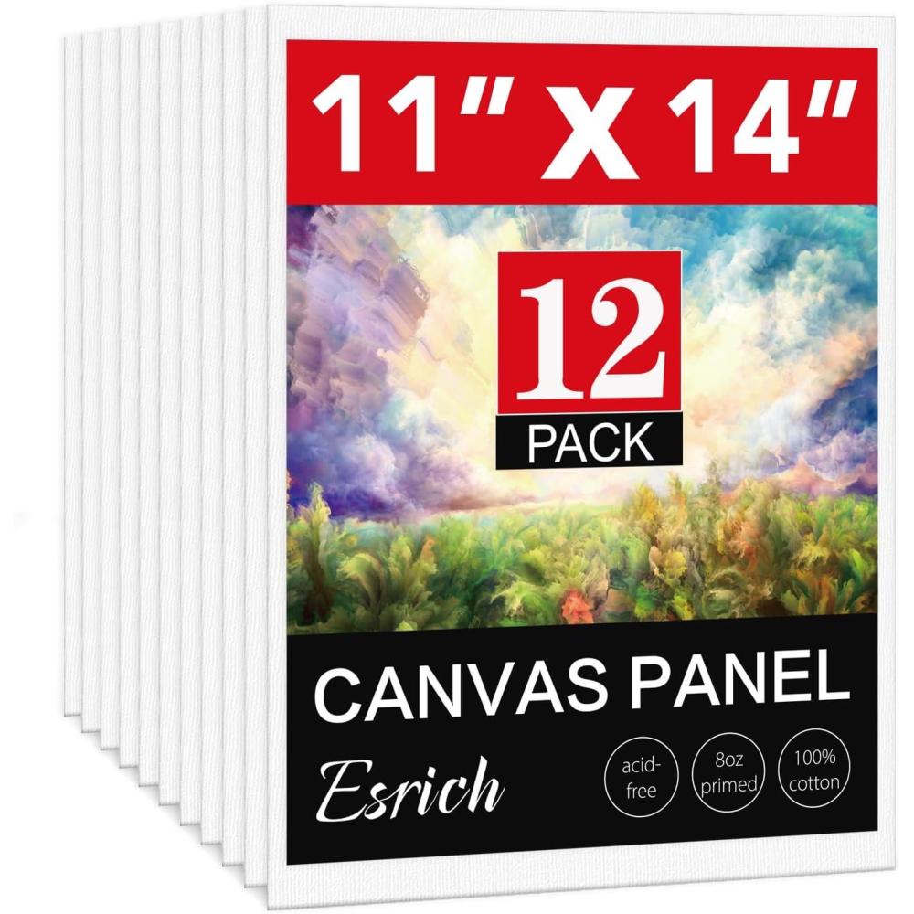 imageESRICH 3x3IN Small Canvases for Painting 32 Pack Mini Canvas Boards Cotton Painting Canvas Primed Acid Free Mini Blank Canvas Panels for Oil PaintWatercolorAcrylic PaintGouacheampTempera11x14in 12pack