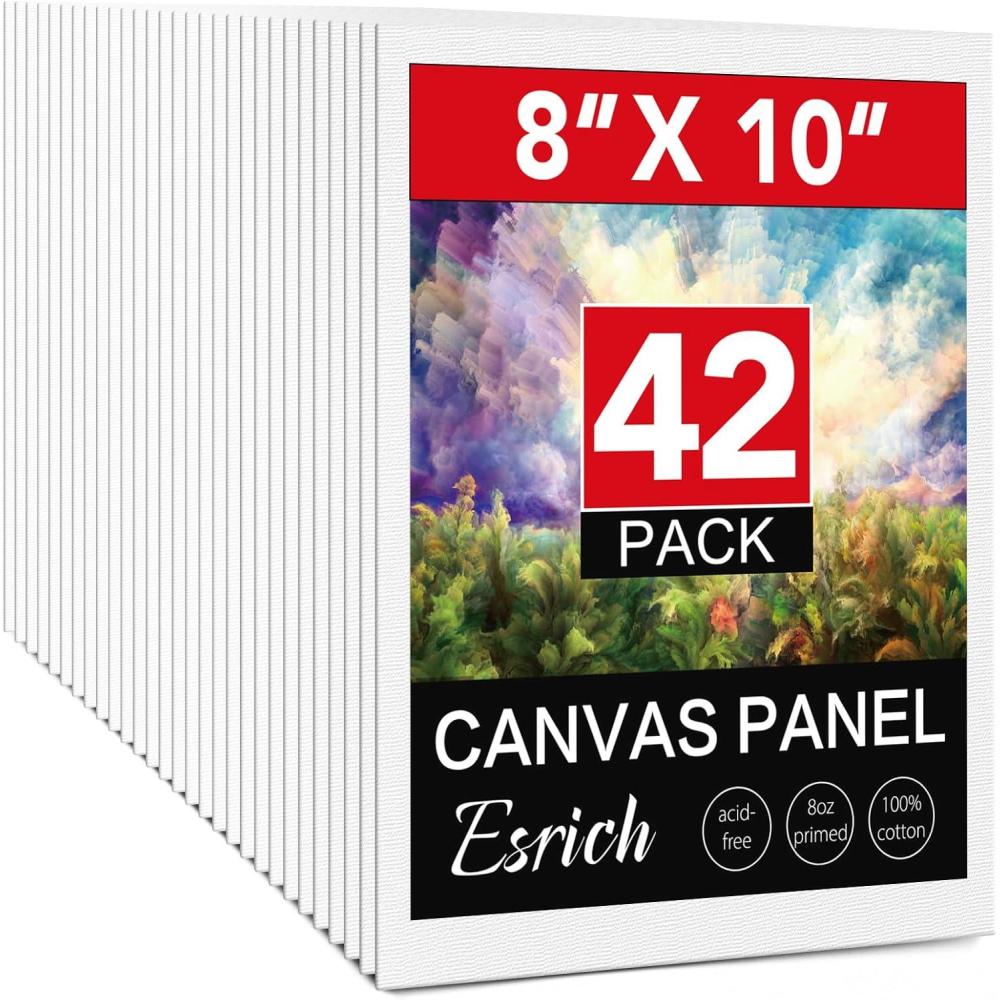 imageESRICH 3x3IN Small Canvases for Painting 32 Pack Mini Canvas Boards Cotton Painting Canvas Primed Acid Free Mini Blank Canvas Panels for Oil PaintWatercolorAcrylic PaintGouacheampTempera8x10in 42pack