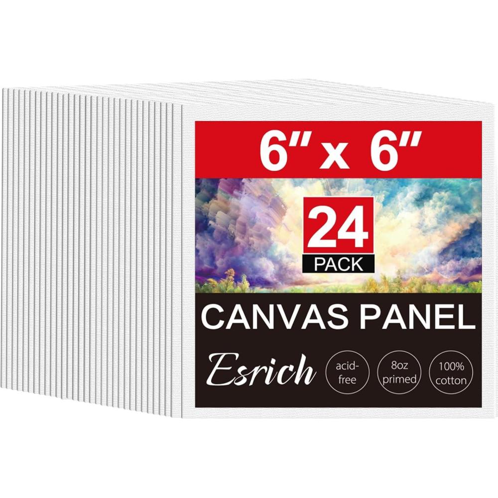 imageESRICH 8x10 Canvas for Painting 80 Pack Blank Painting Canvas Primed Cotton Canvas Boards for Painting for Oil Paint Watercolor Acrylic Paint Gouache and Tempera6x6in