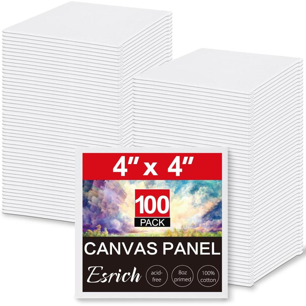 imageESRICH 8x10 Canvas for Painting 80 Pack Blank Painting Canvas Primed Cotton Canvas Boards for Painting for Oil Paint Watercolor Acrylic Paint Gouache and Tempera4x4in